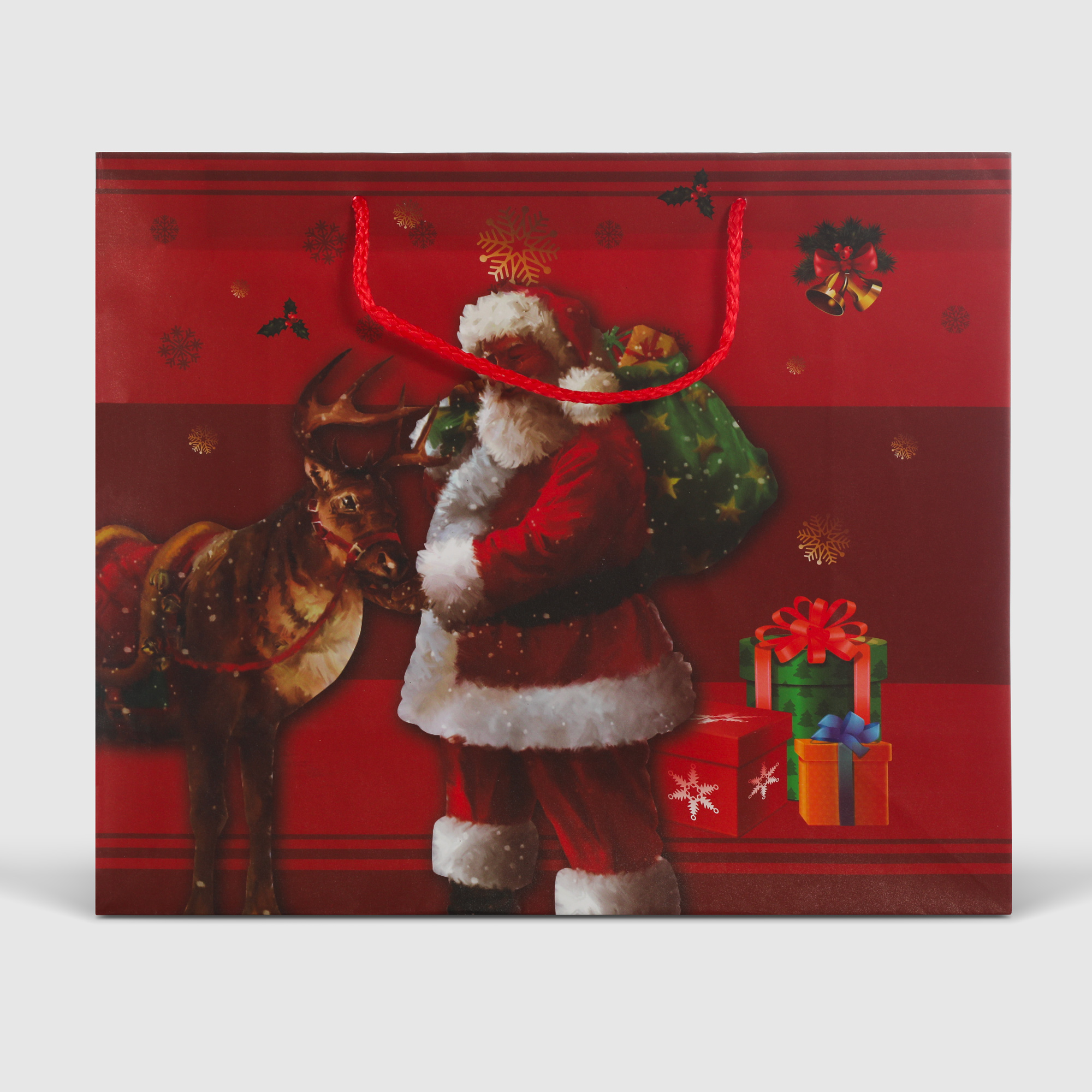 Пакет подарочный Due Esse Christmas babbo natale 3D 26x12x31 см, цвет красный - фото 2