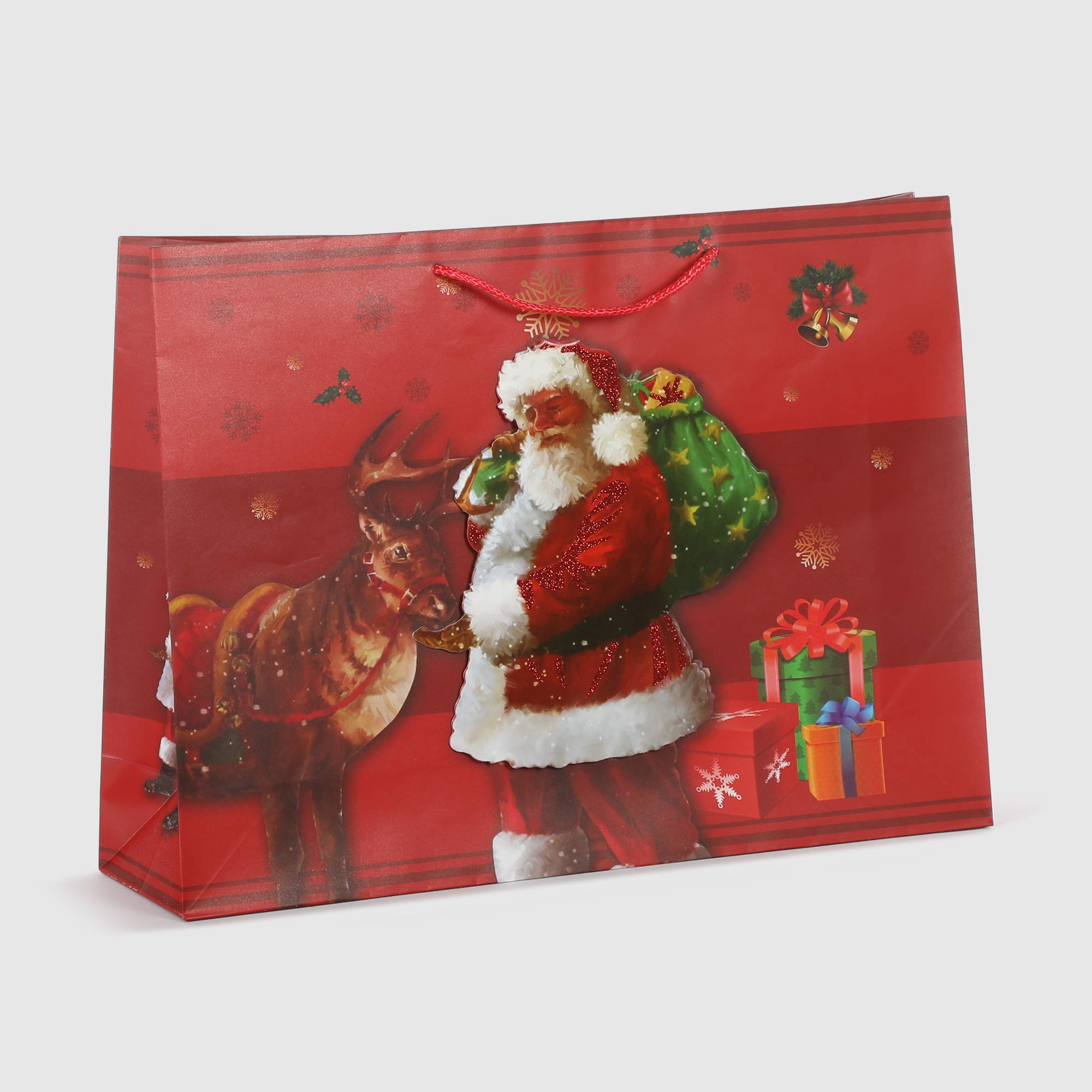 Пакет подарочный Due Esse Christmas babbo natale 3D 33x12x45,5 см, цвет красный - фото 1
