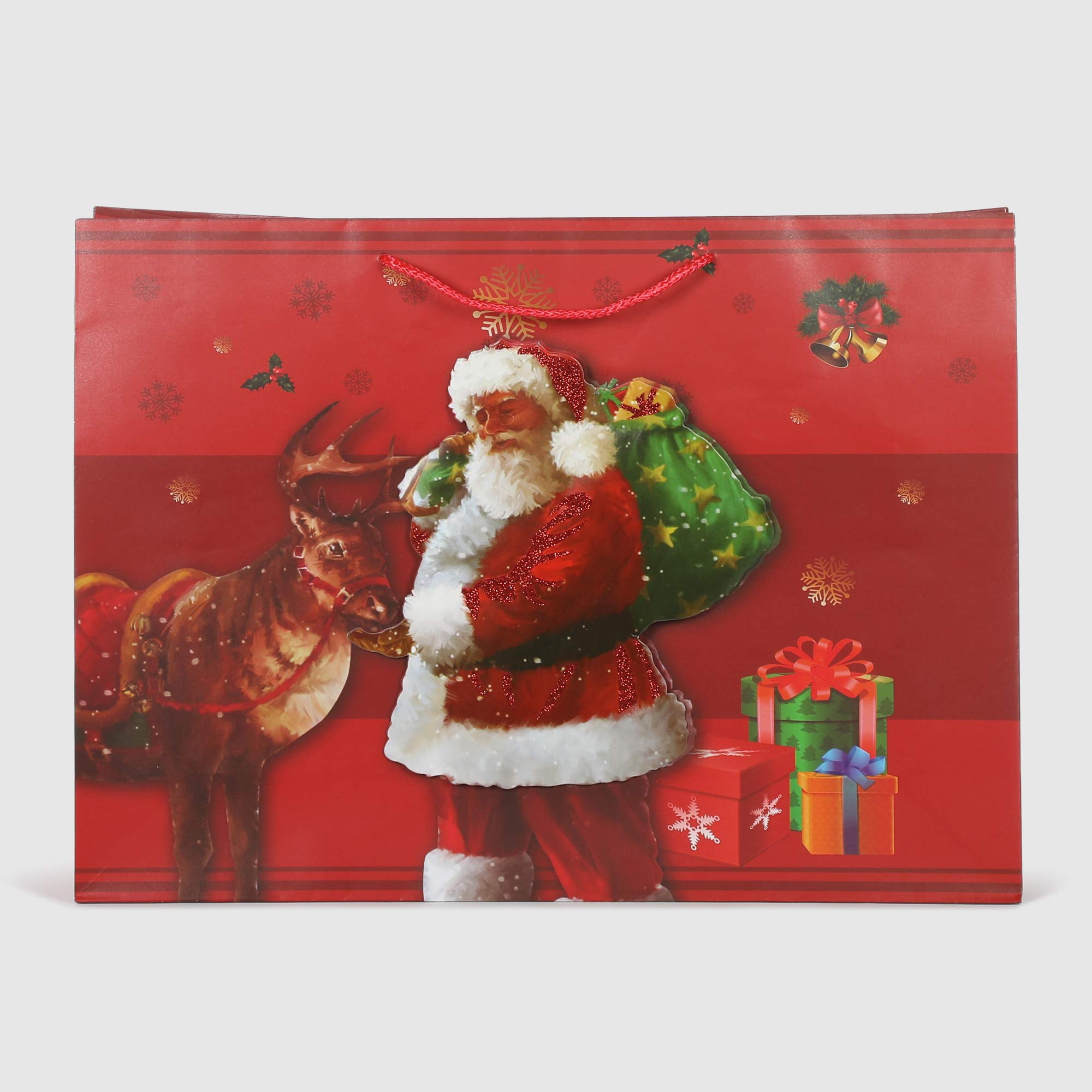 Пакет подарочный Due Esse Christmas babbo natale 3D 33x12x45,5 см, цвет красный - фото 2