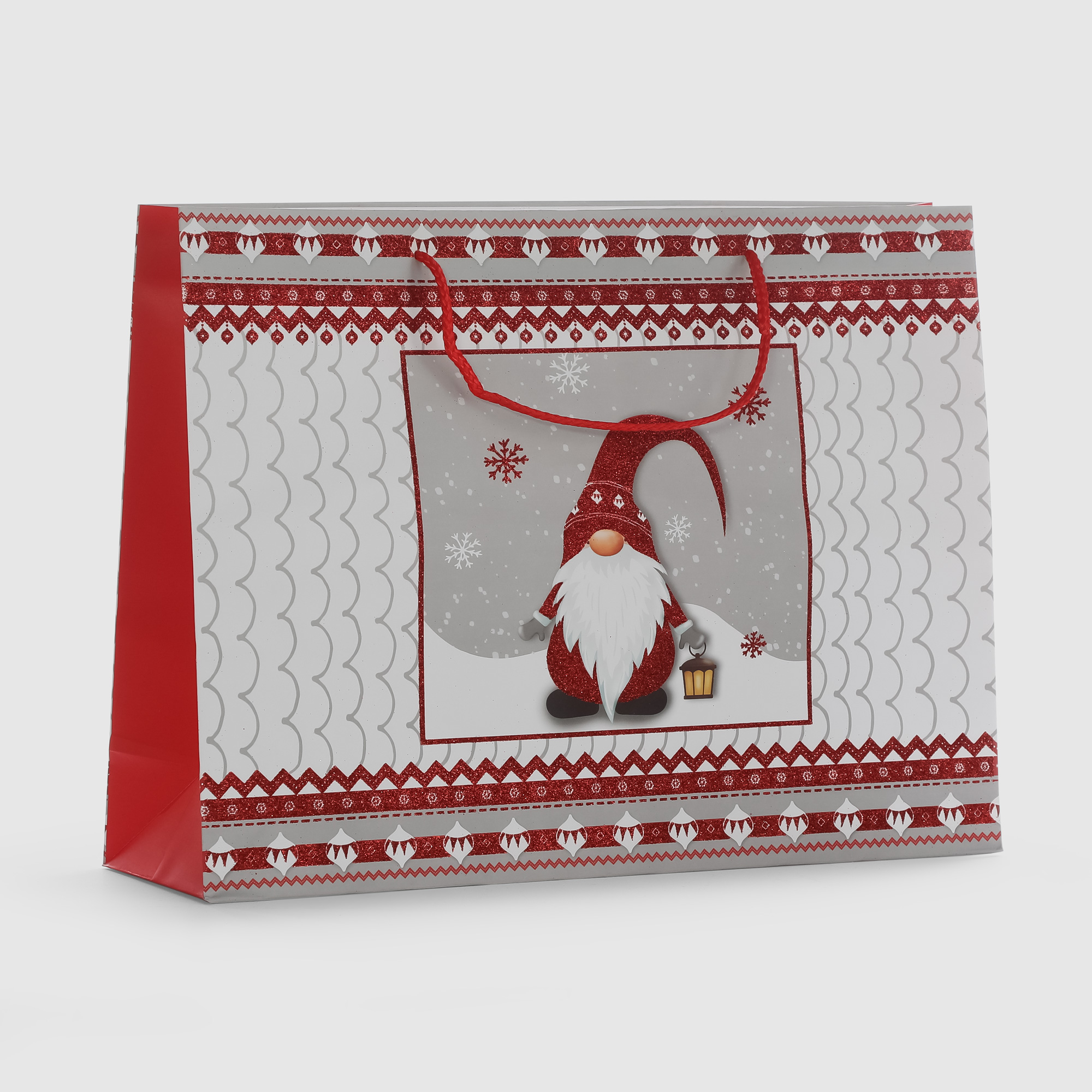 Пакет подарочный Due Esse Christmas gnomo di natale 33x12x45,4 cм, цвет красный - фото 1