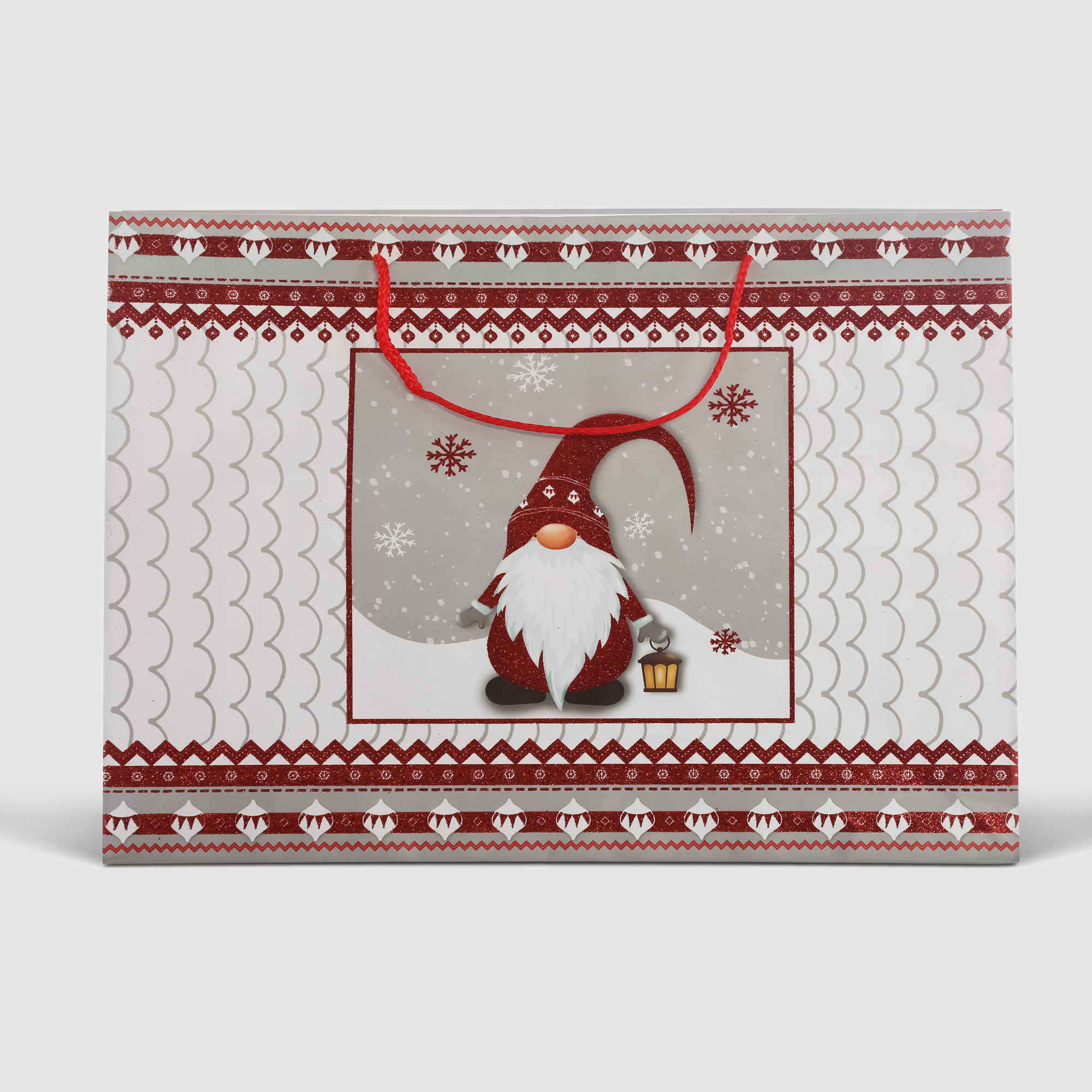 Пакет подарочный Due Esse Christmas gnomo di natale 33x12x45,4 cм, цвет красный - фото 2