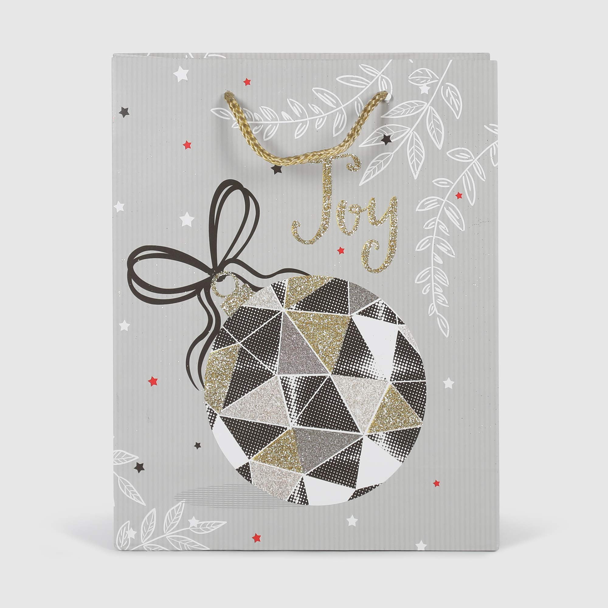 Пакет подарочный Due Esse Christmas glitterata oro 20x8x25 см, цвет серый - фото 2