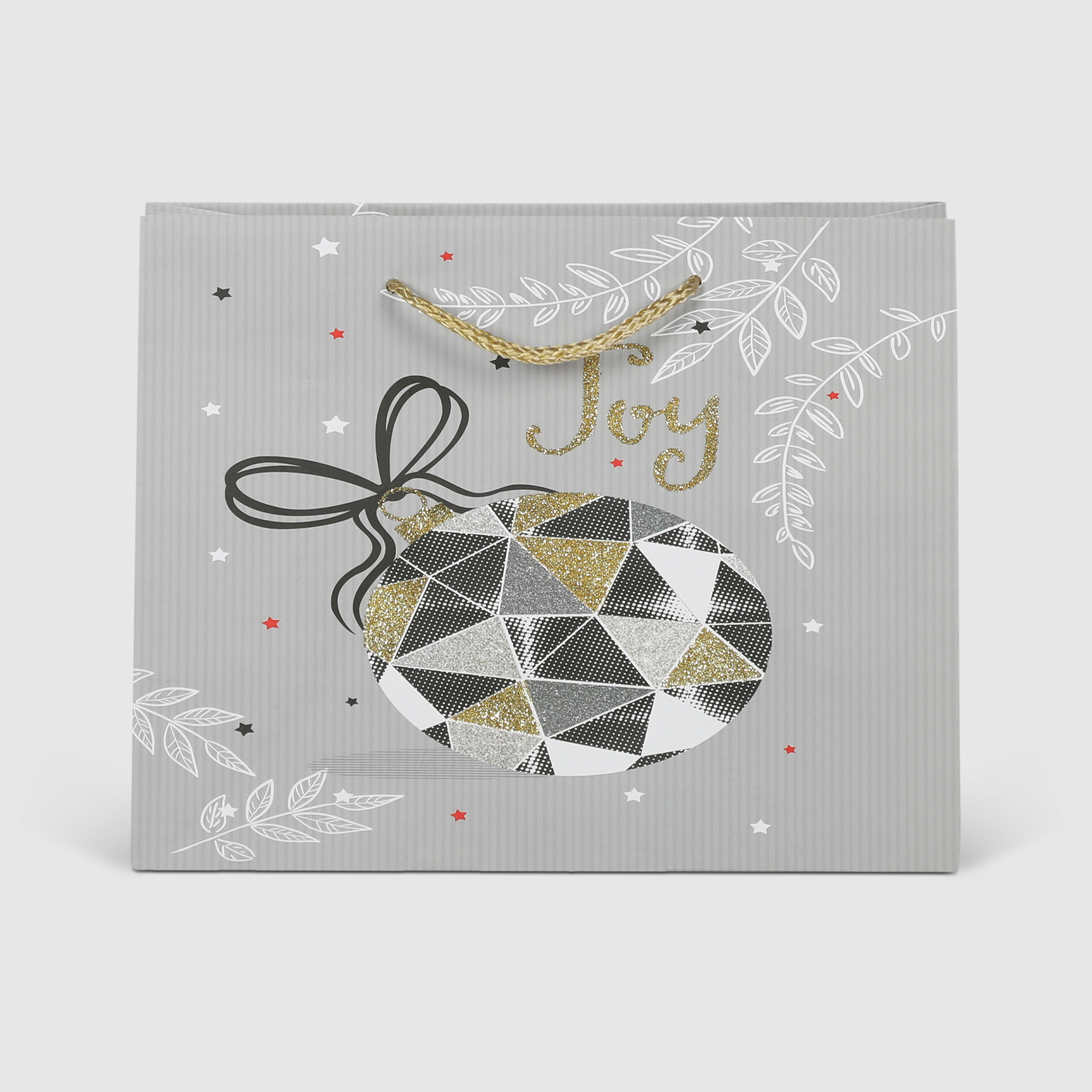 Пакет подарочный Due Esse Christmas glitterata 23x10x18 см, цвет серый - фото 2