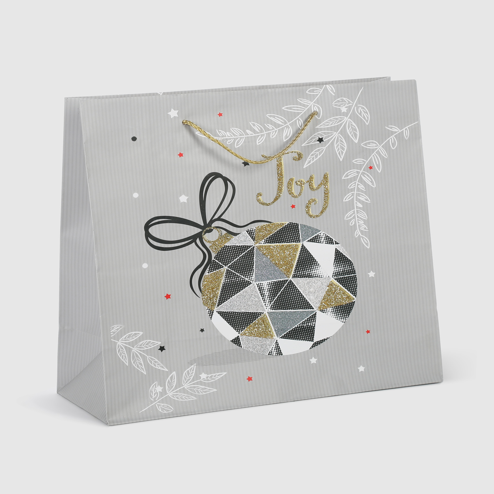 Пакет подарочный Due Esse Christmas glitterata 31x12x26 см, цвет серый - фото 1