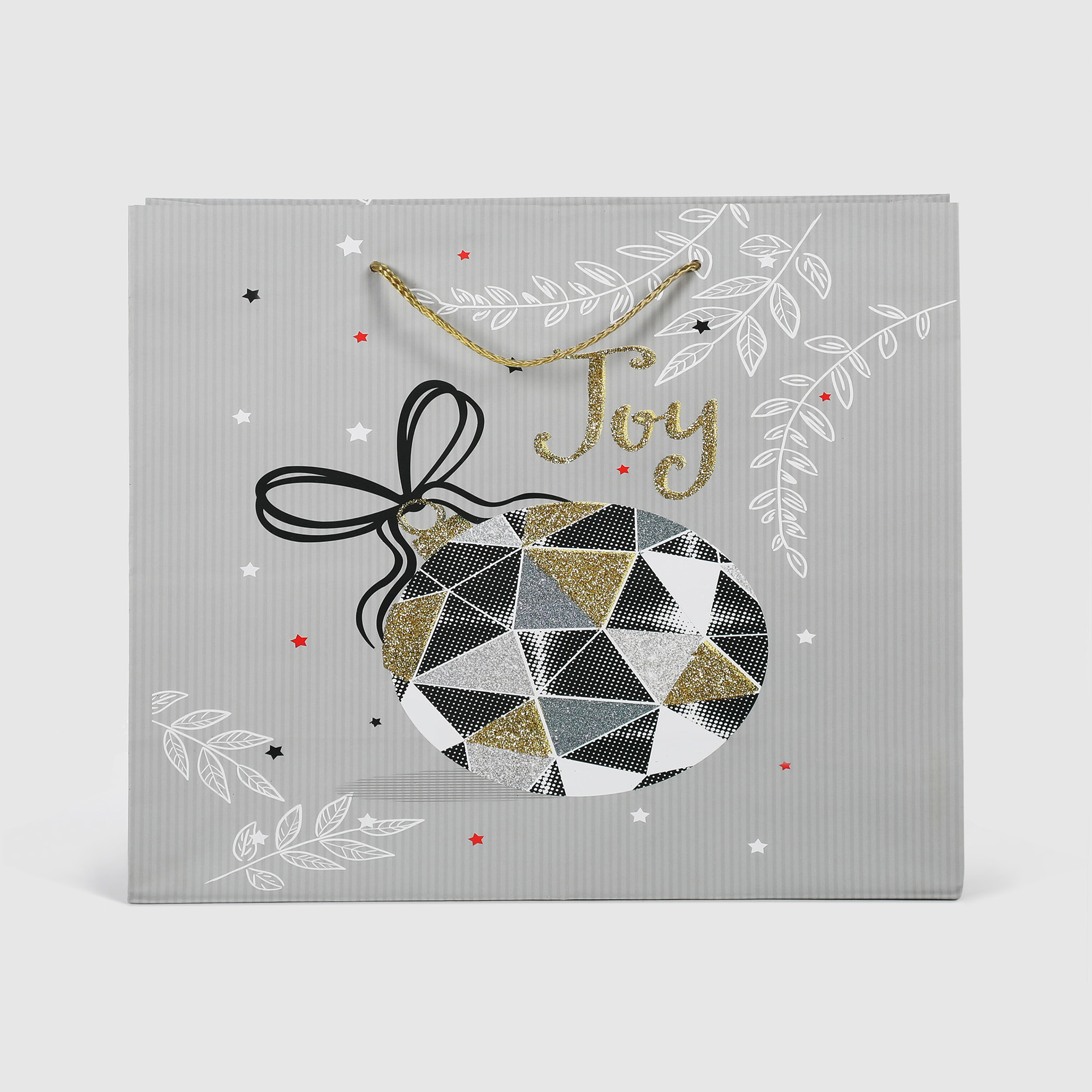 Пакет подарочный Due Esse Christmas glitterata 31x12x26 см, цвет серый - фото 2