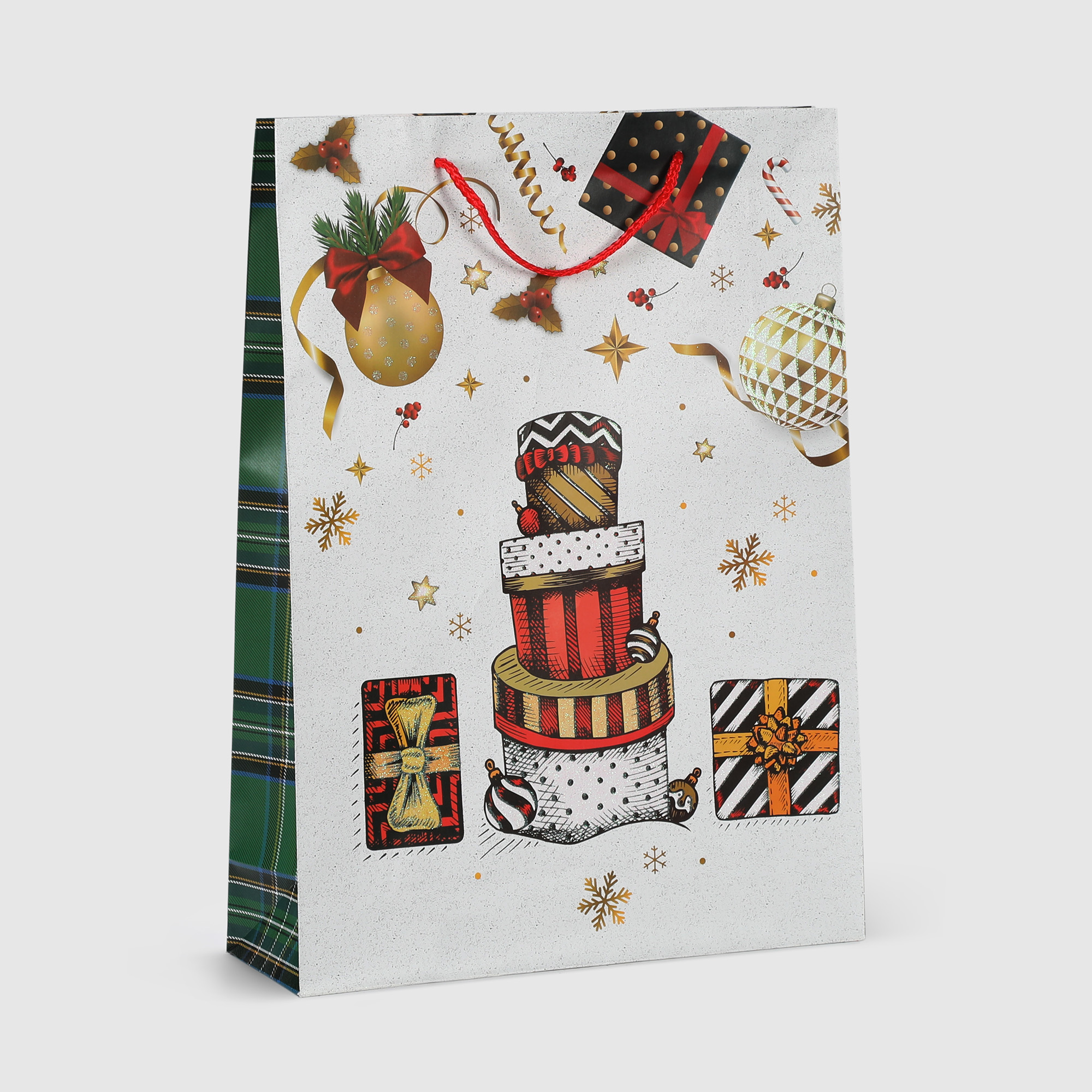 Пакет подарочный Due Esse Christmas decoro scozzese 33x10,5x45 см, цвет мультиколор