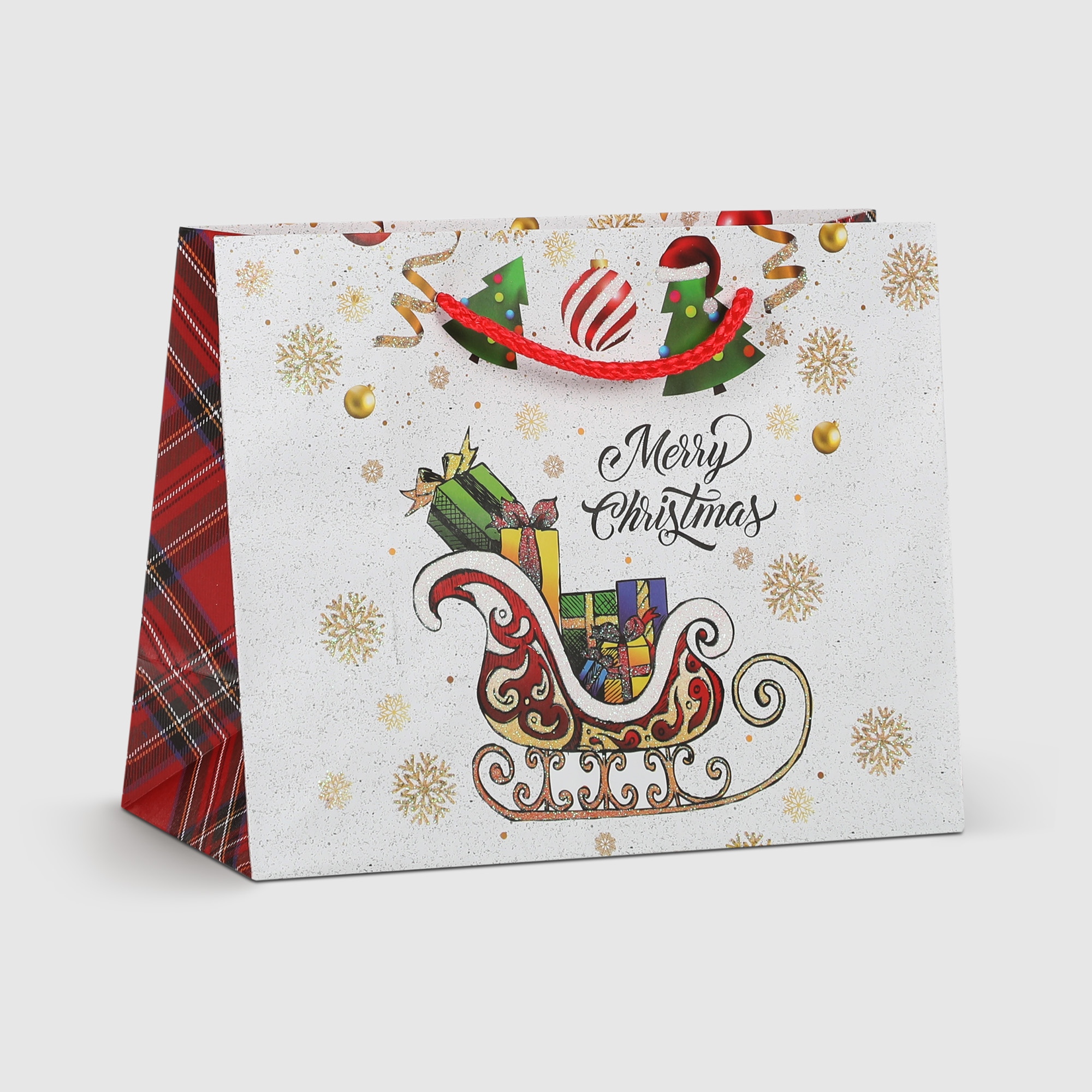 Пакет подарочный Due Esse Christmas decoro scozzese 23x10x18 см, цвет мультиколор - фото 1