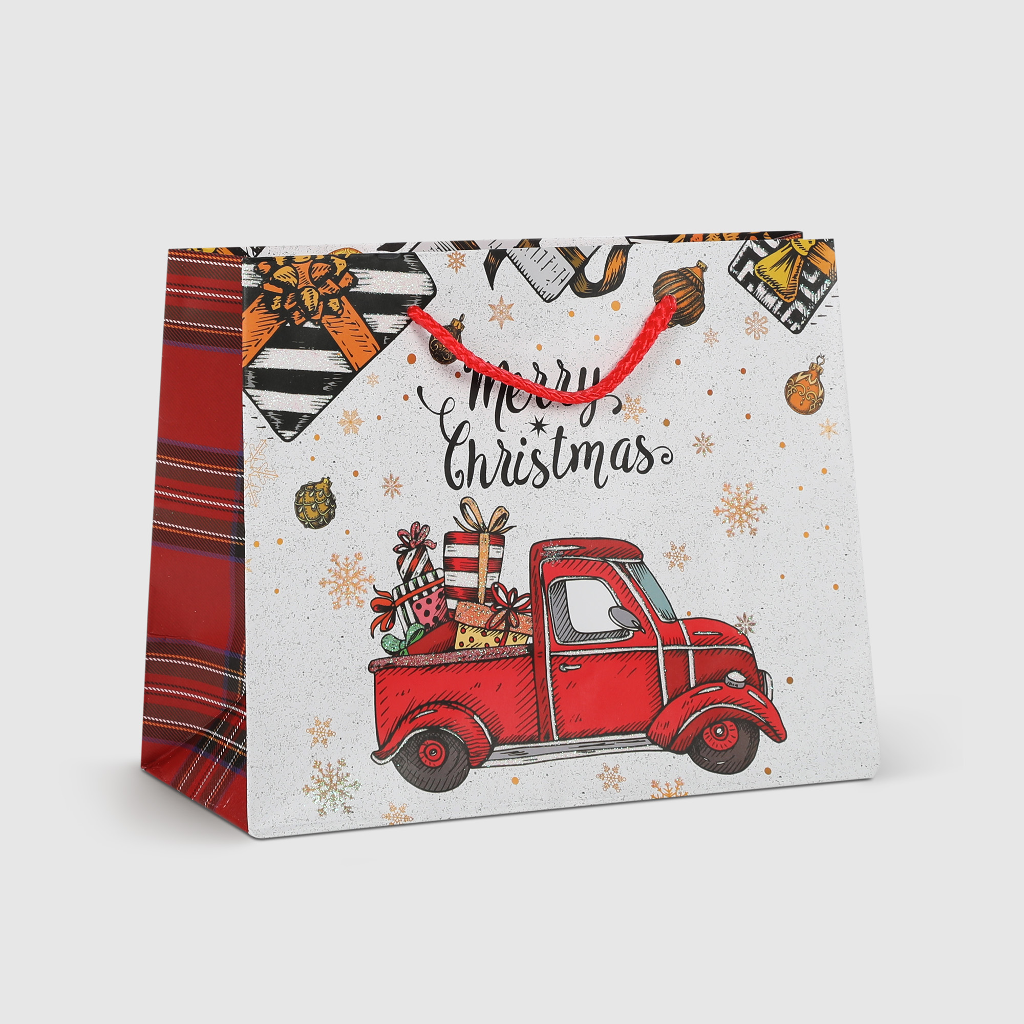 Пакет подарочный Due Esse Christmas decoro scozzese 23x10x18 см, цвет мультиколор - фото 3