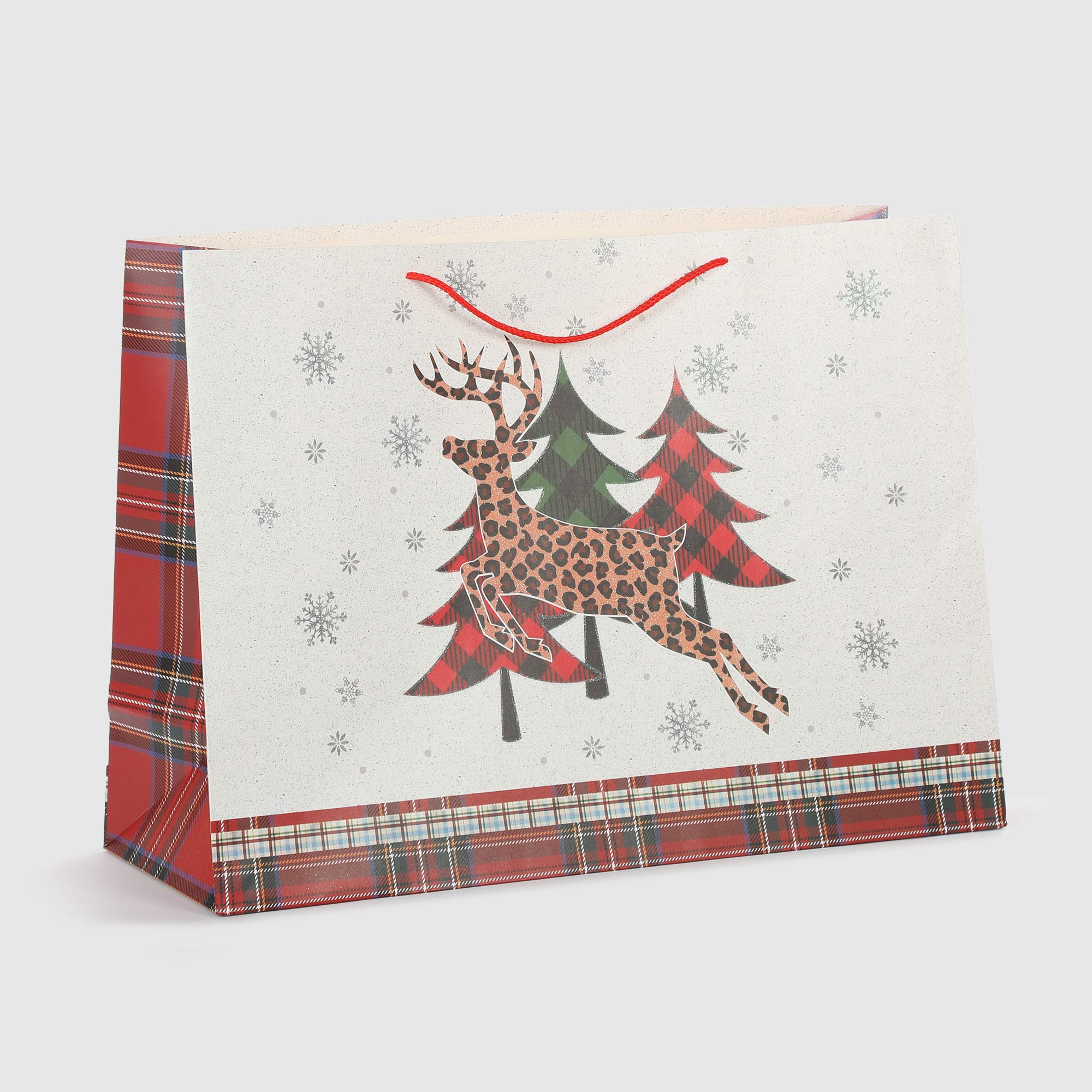 Пакет подарочный Due Esse Christmas decoro scozzese 55x20x40 см, цвет красный
