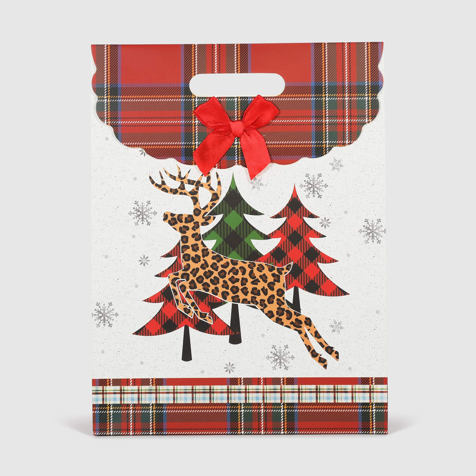 Пакет подарочный Due Esse Christmas decoro scozzese 24x10x32 см, цвет красный - фото 2