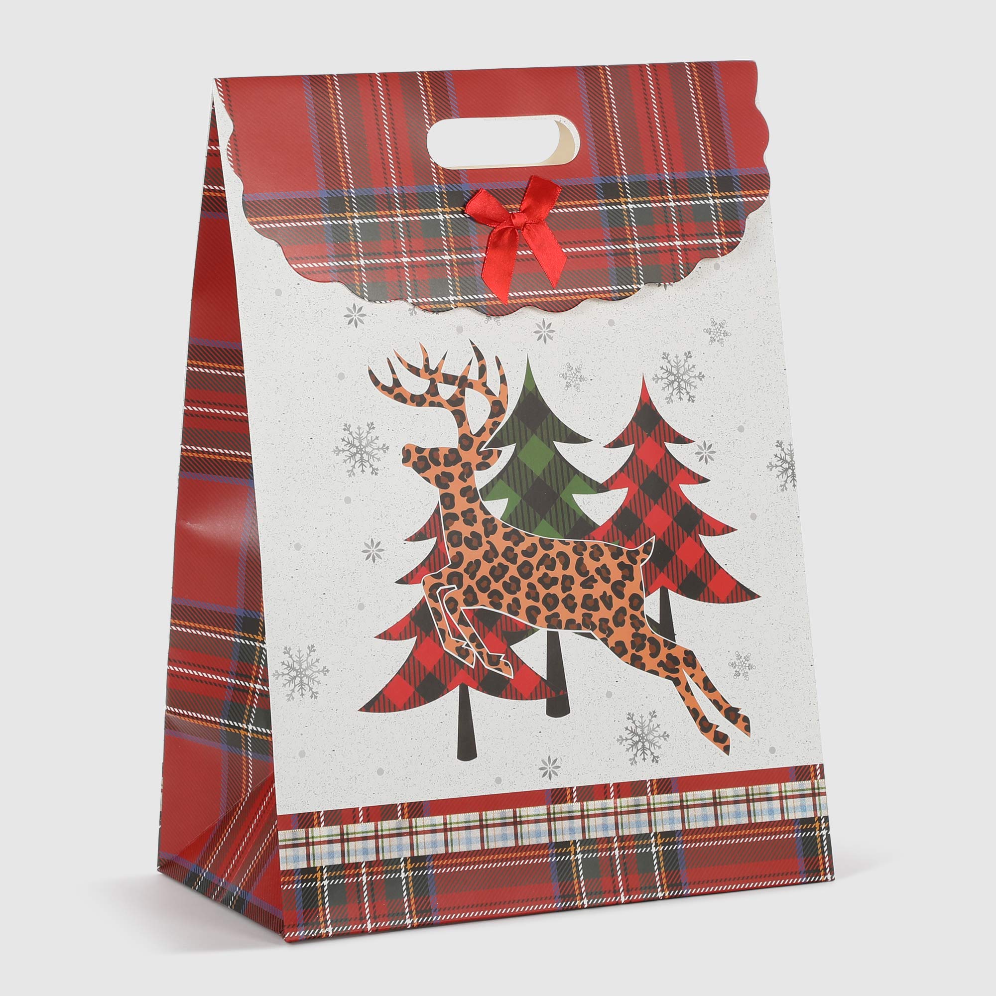 Пакет подарочный Due Esse Christmas decoro scozzese 35,5x20,5x49,5 см