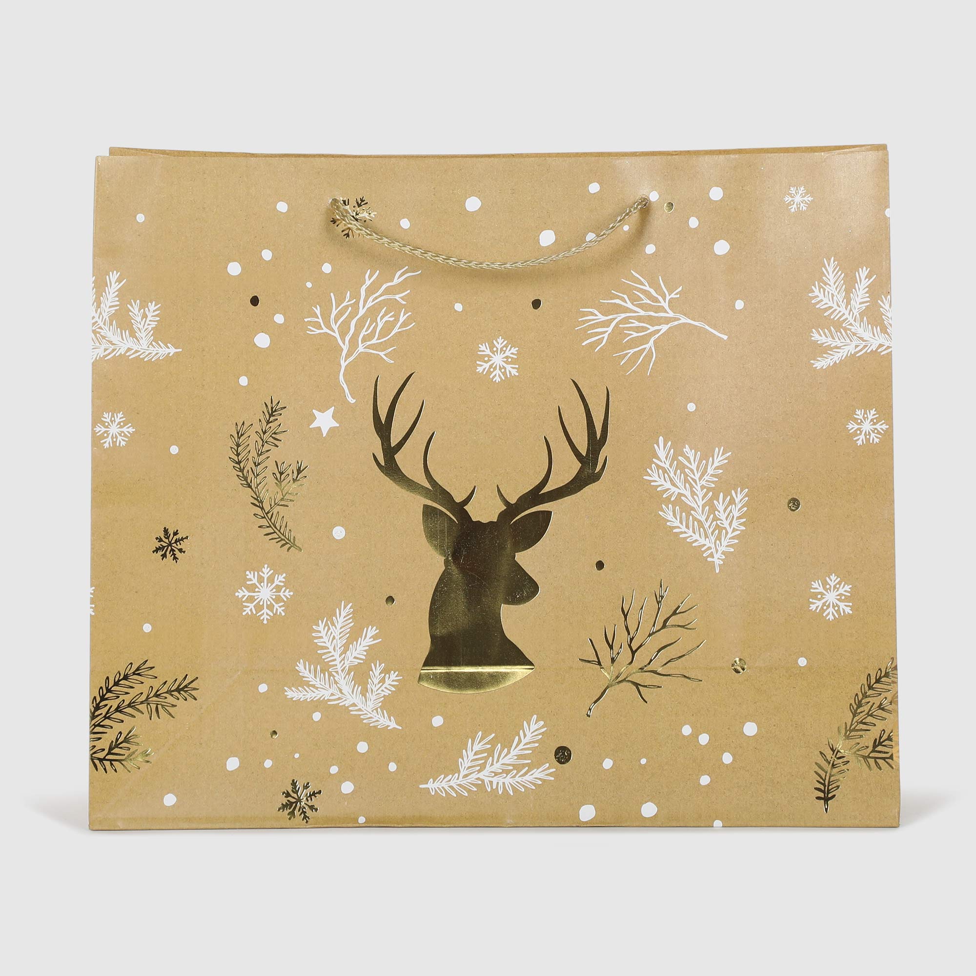 Пакет подарочный Due Esse Christmas natalizia 31х12х26 см, цвет золотистый - фото 2