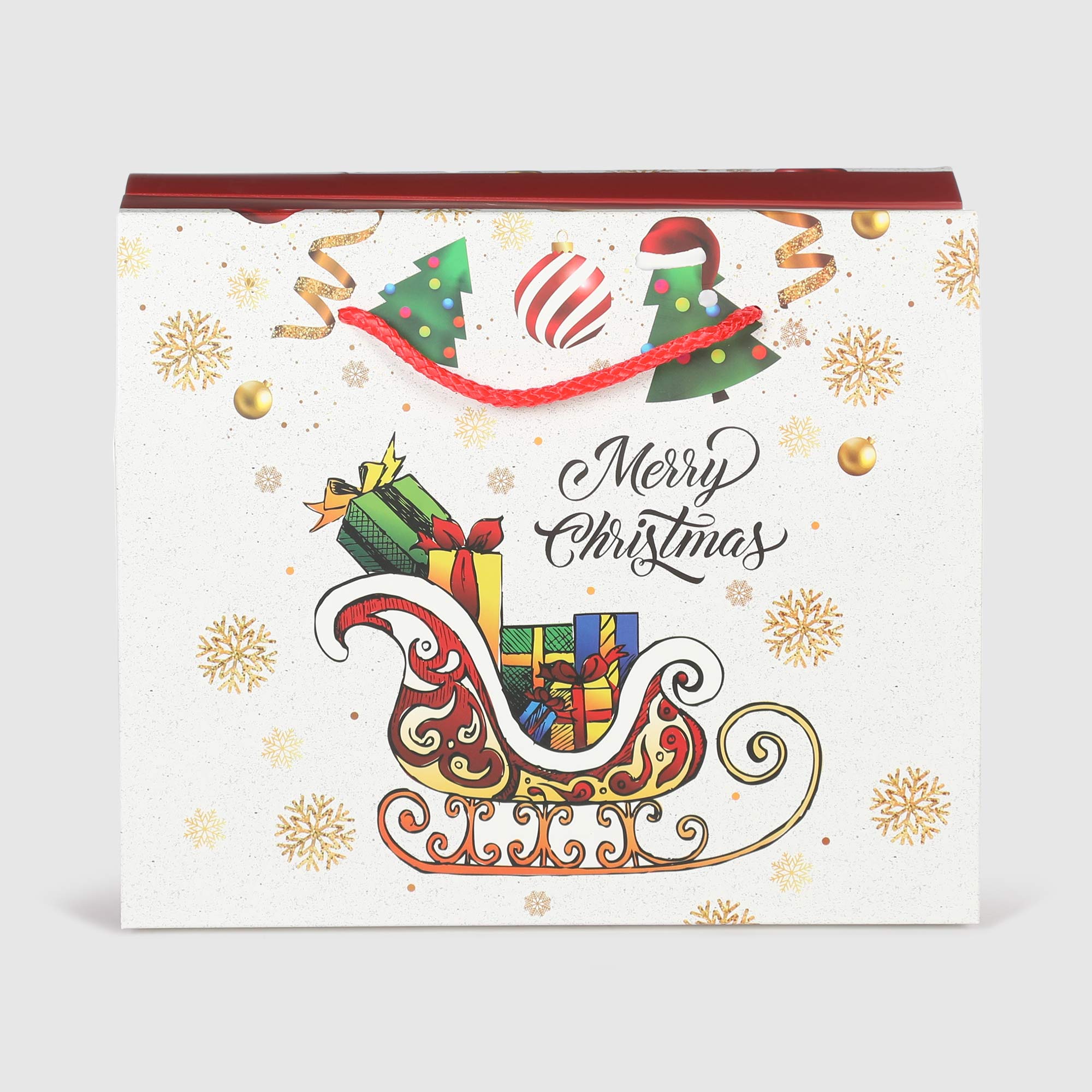 Пакет подарочный Due Esse Christmas regalo natal 27,5x12,5x23 см в ассортименте, цвет красный - фото 2