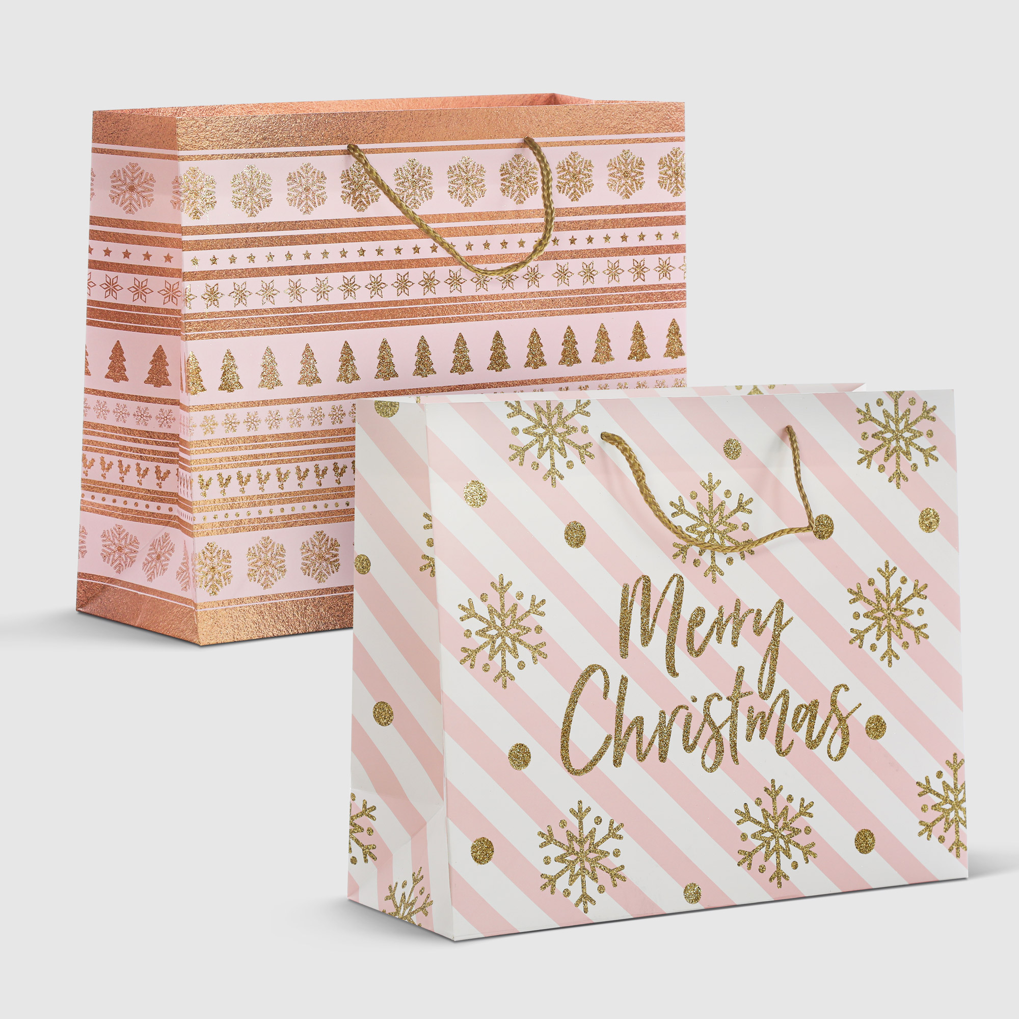 Пакет подарочный Due Esse Christmas natalizio rosa 31х12х26 см в ассортименте