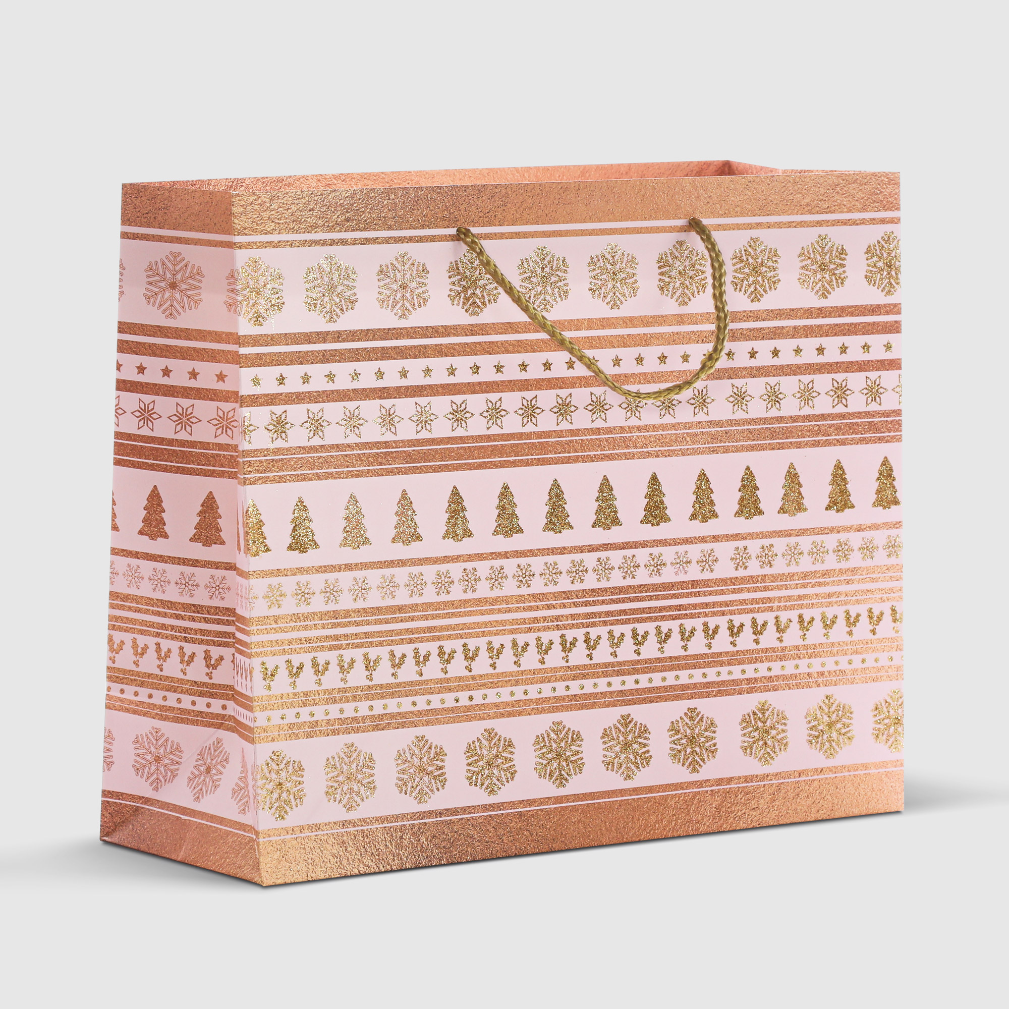 Пакет подарочный Due Esse Christmas natalizio rosa 31х12х26 см в ассортименте, цвет розовый - фото 2