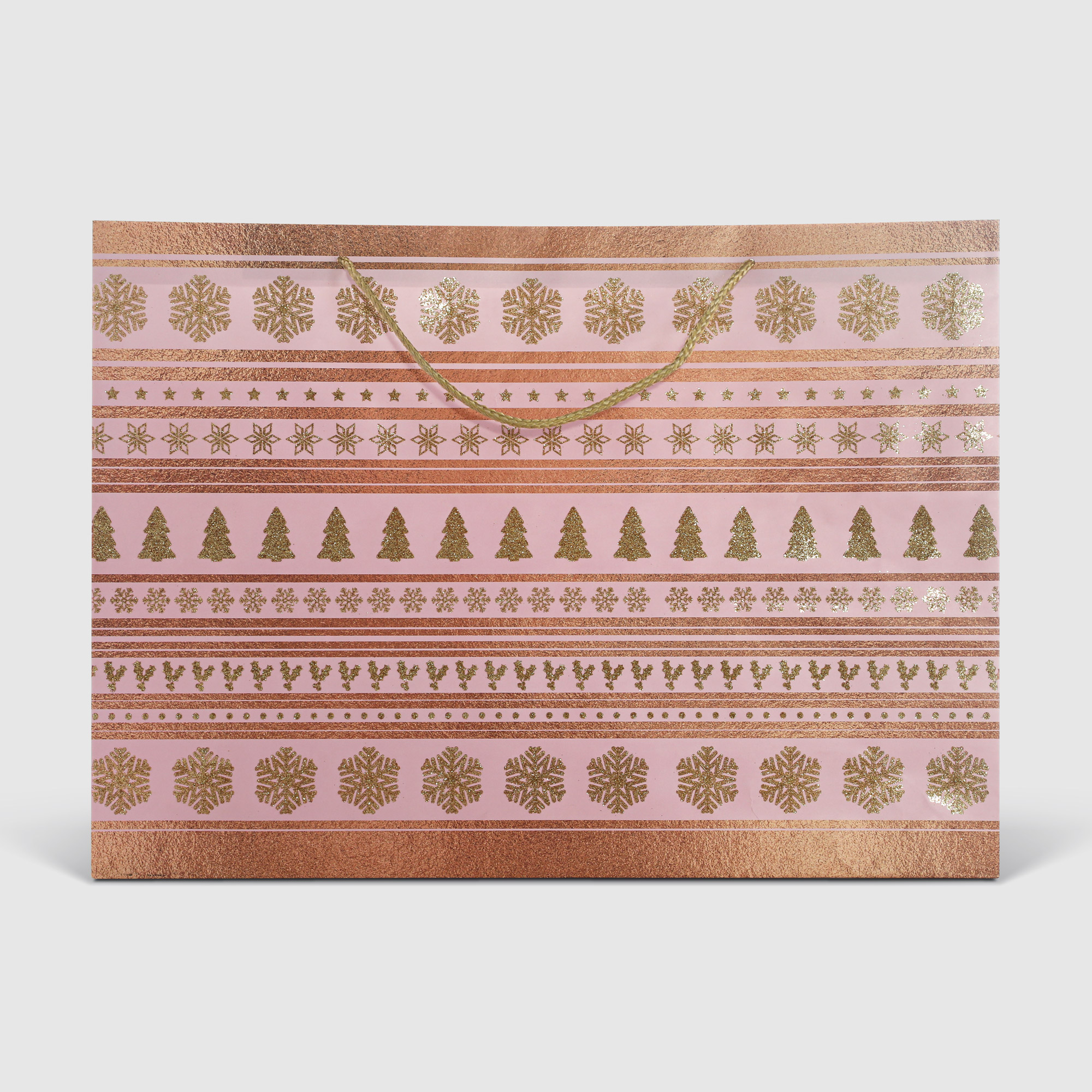 Пакет подарочный Due Esse Christmas natalizio rosa 45,4х12х33 см, цвет розовый - фото 2