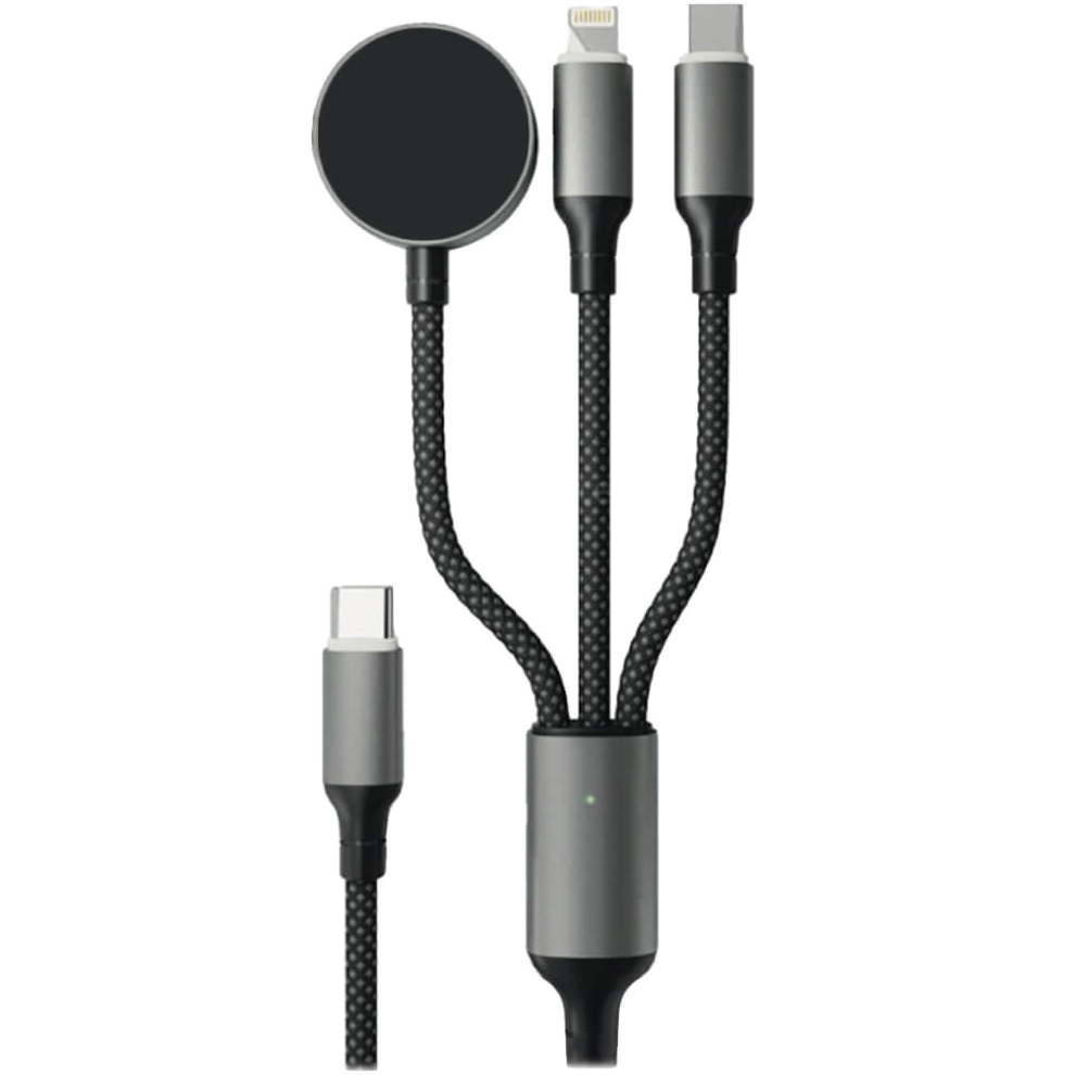 Кабель VLP Dragon Cable 3 в 1 USB-C - Lightning - Watch 1,2 м черный, цвет серый