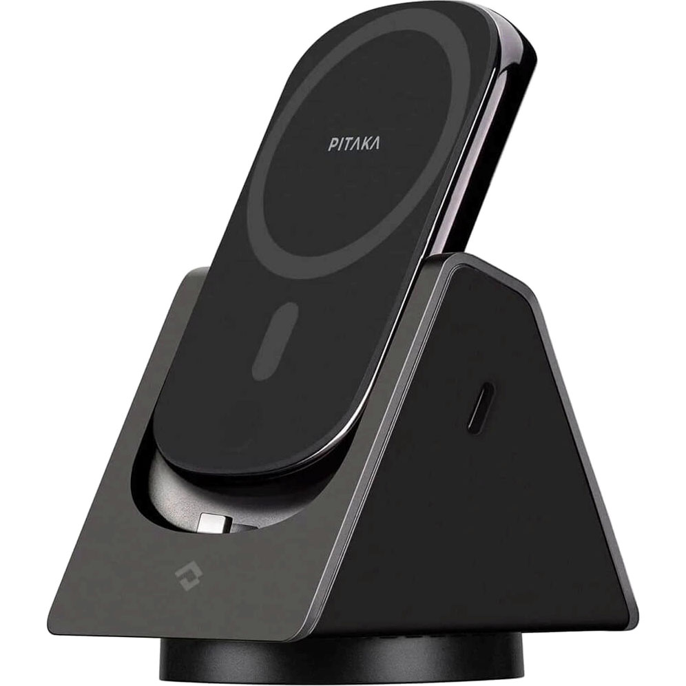 Беспроводное зарядное устройство Pitaka MagEZ Slider 2 черно-серый беспроводное зарядное устройство 4 в 1 для apple iphone airpods и смартфона черного цвета