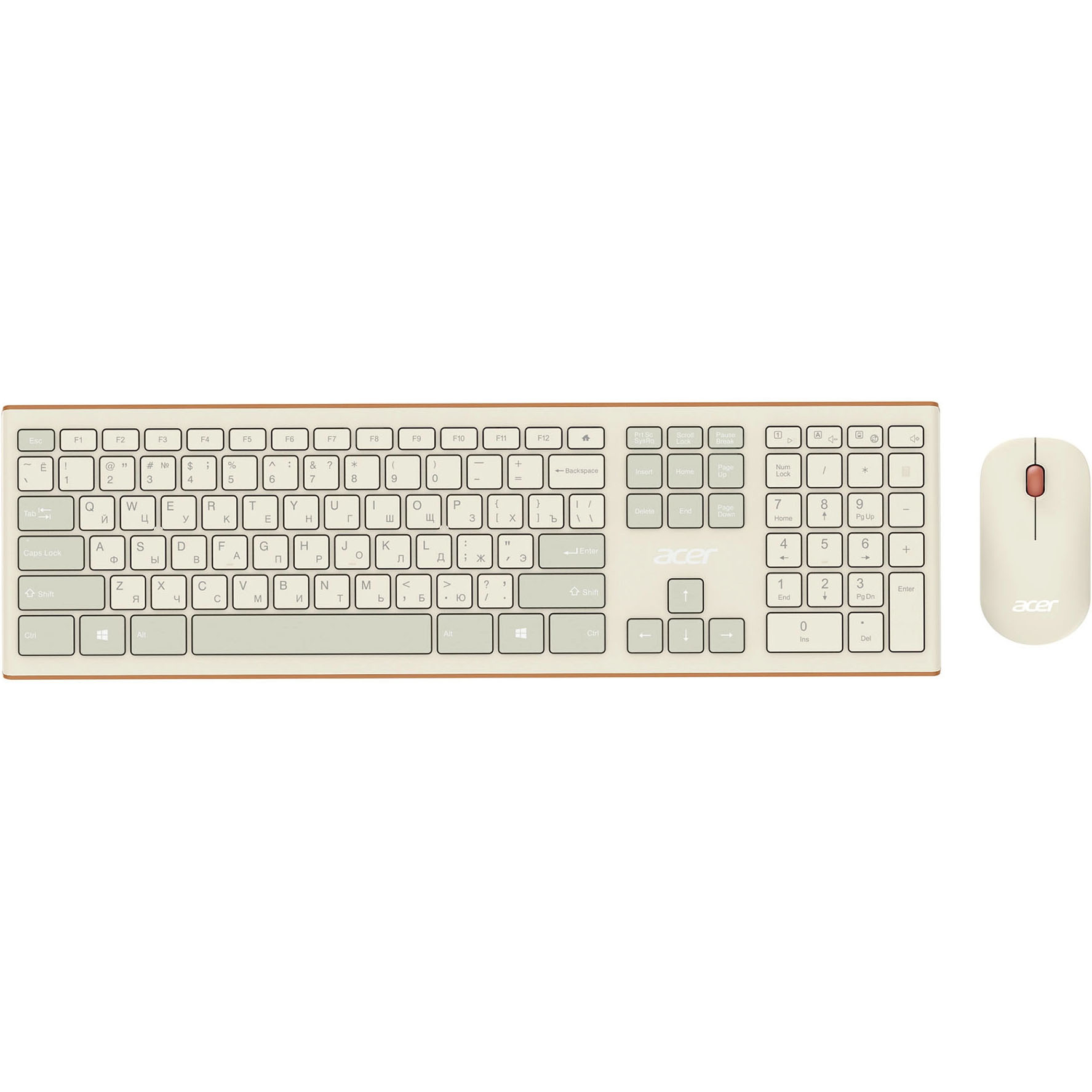 Комплект клавиатуры и мыши Acer OCC200 бежевый, коричневый клавиатура мышь acer occ200 белый желтый zl accee 002
