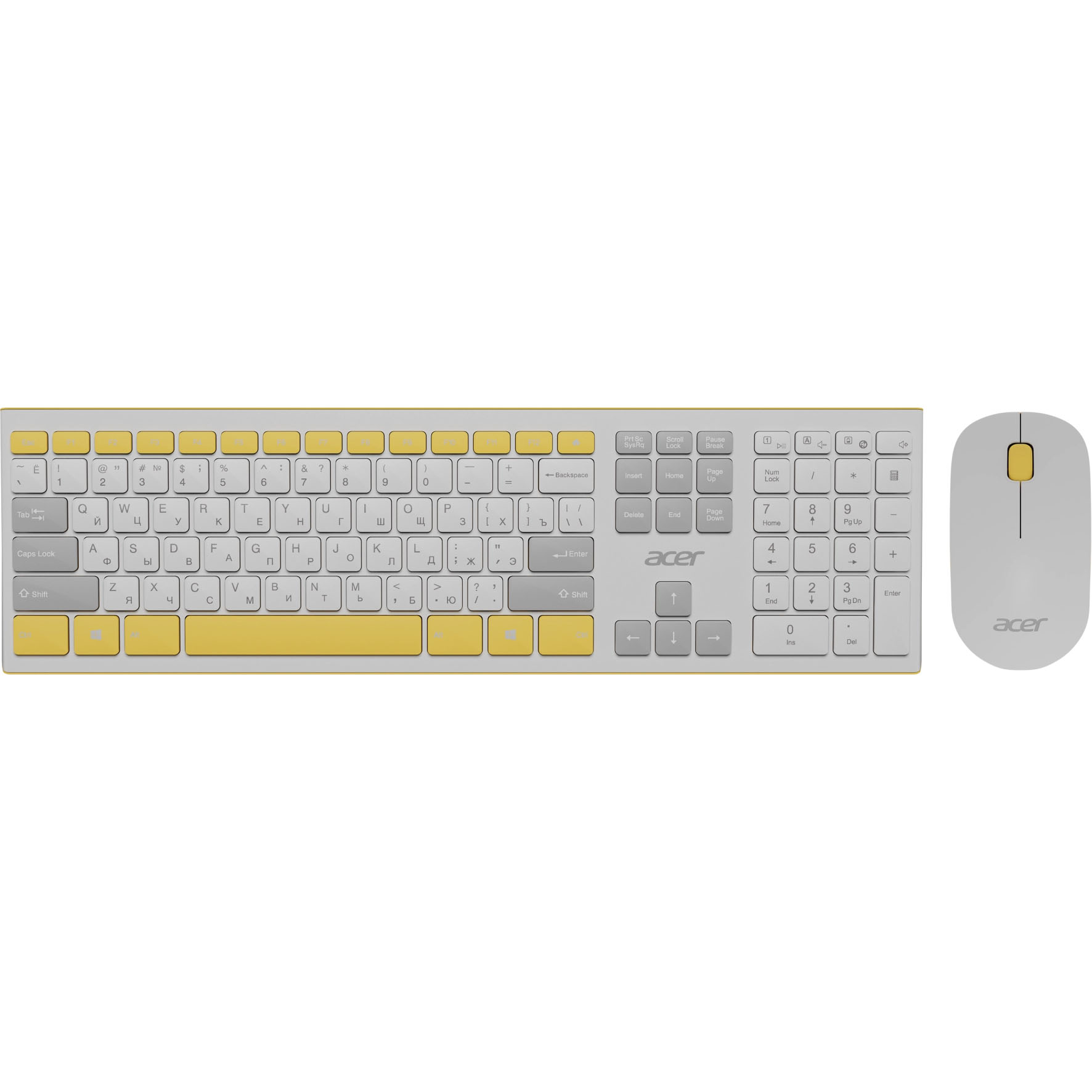 Комплект клавиатуры и мыши Acer OCC200 белый, желтый