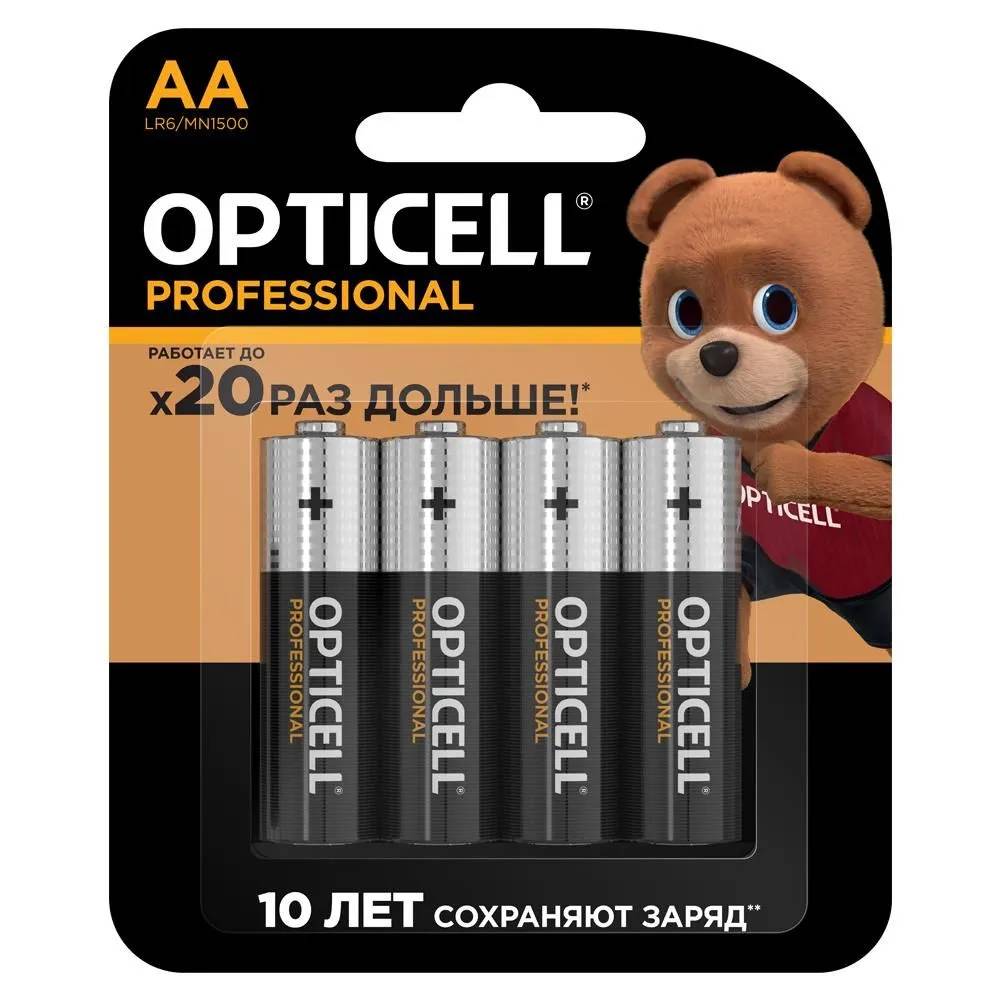 Батарейки Opticell Professional AA 4 шт, цвет черный, размер AA