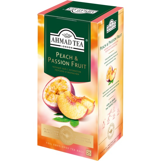 Чай черный Ahmad Tea Персик-Маракуйя 25x1,5 г йогурт epica персик маракуйя 4 8% бзмж 130 гр