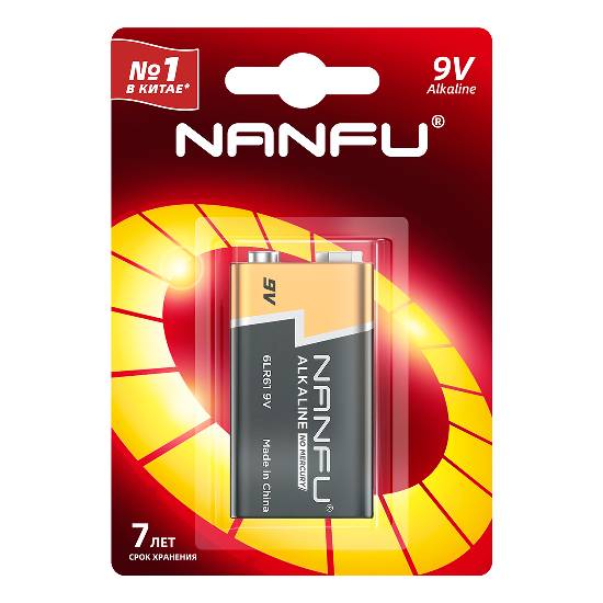 Батарейки Nanfu 9V 6LR61 1B 1 шт