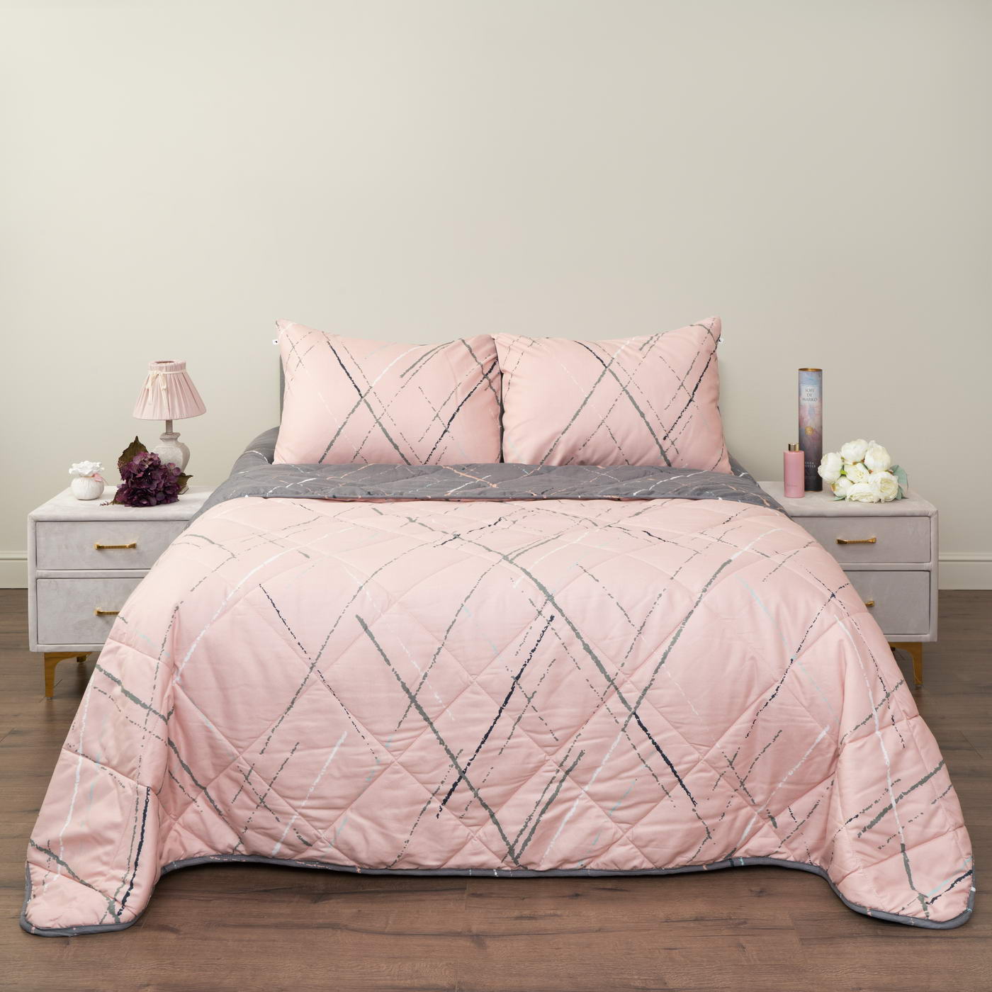Комплект постельного белья с одеялом Sofi De Marko Массимо №25 Двуспальный, цвет серый, размер Двуспальный