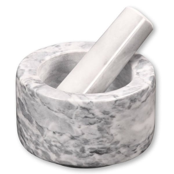 ступка с толкушкой мрамор из натурального камня белый Ступка с пестиком Kesper белый мрамор 7150-5 13х8 см