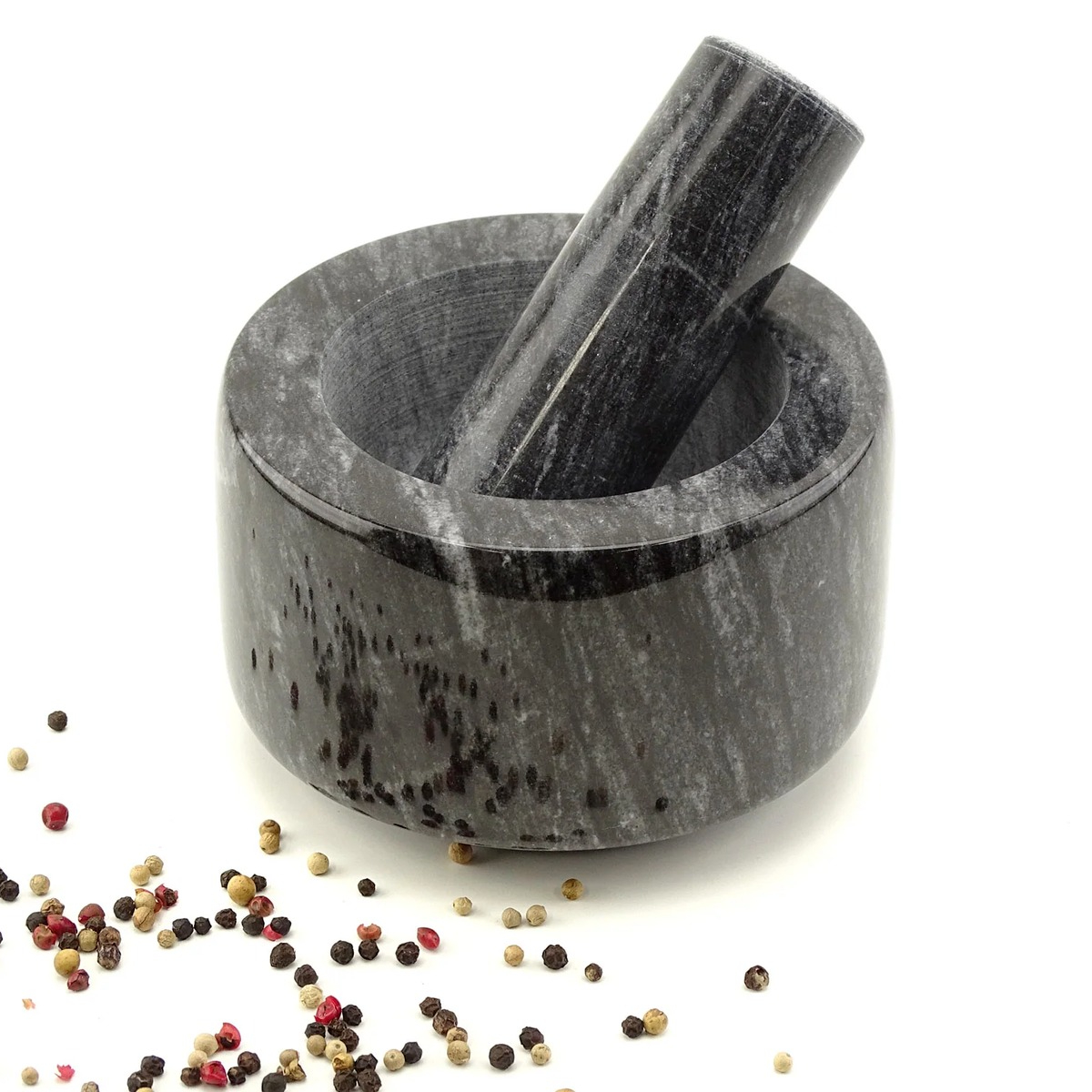 Ступка с пестиком Kesper серый мрамор 7150-4 13х8 см, цвет черный