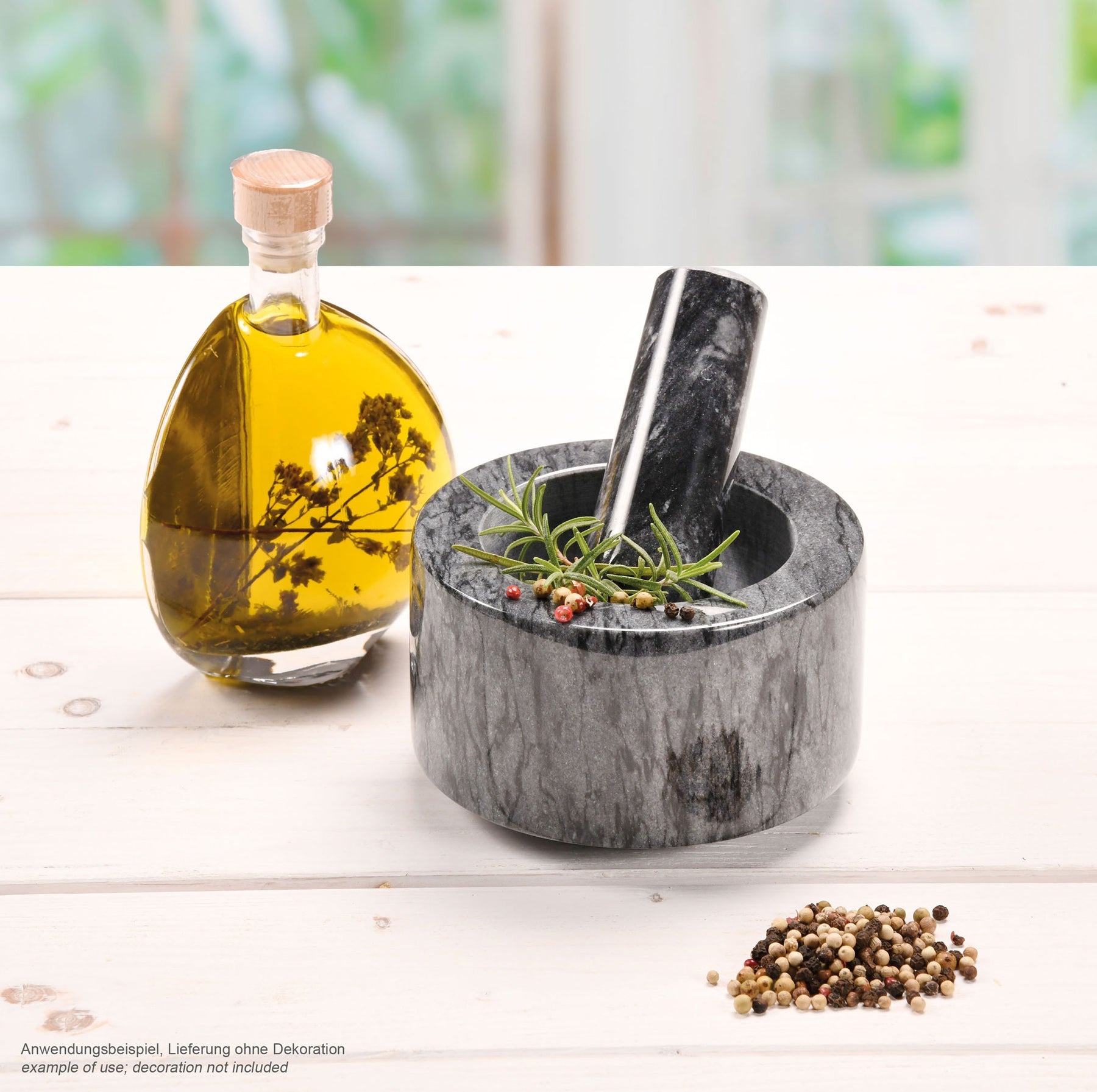 Ступка с пестиком Kesper серый мрамор 7150-4 13х8 см, цвет черный - фото 2