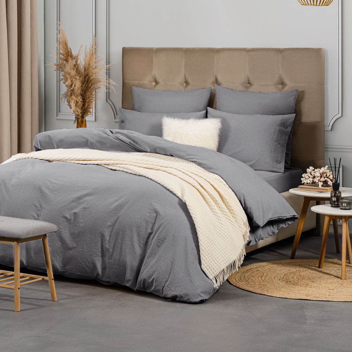 Комплект постельного белья Prime Prive Смоген Двуспальный евро тёмно-серый, размер Евро - фото 2
