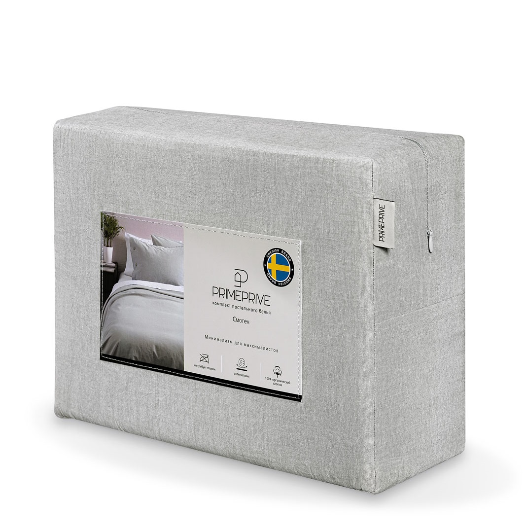 Комплект постельного белья Prime Prive Смоген Двуспальный кинг сайз светло-серый, размер Кинг сайз - фото 8