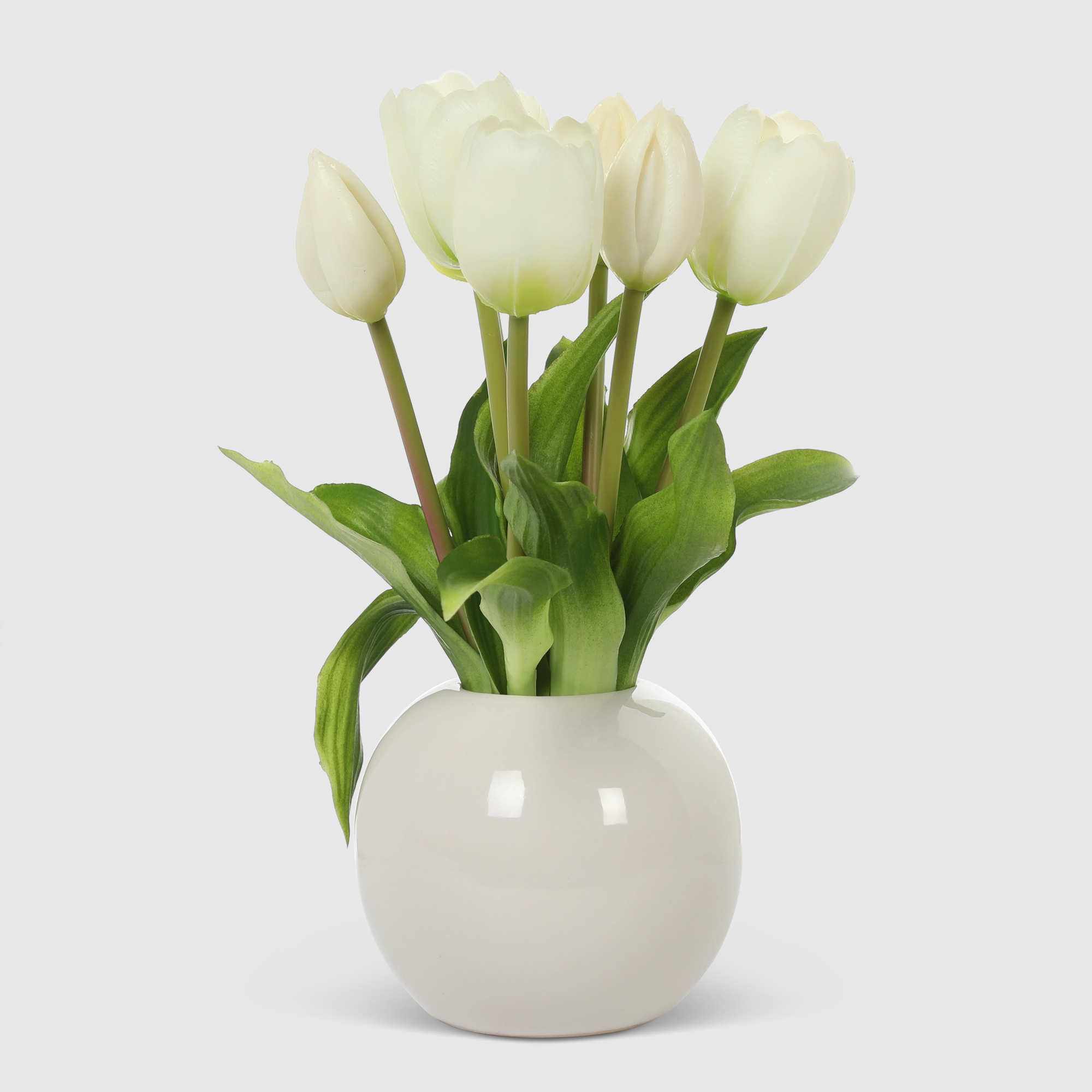 Букет тюльпаны белом кашпо Конэко-О 1014910163 28 см
