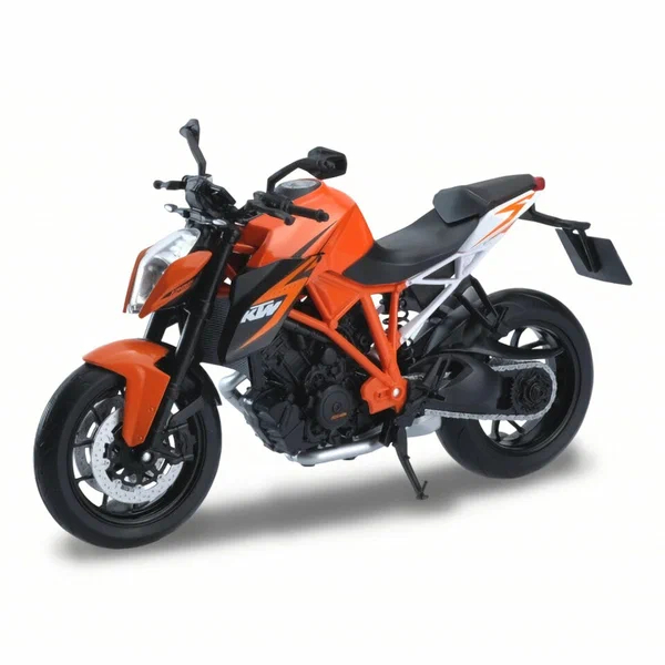 Мотоцикл Welly 1:18 KTM 1290 Super Duke R оранжевый мотоцикл пламенный мотор трюковой на радиоуправлении разворот колес движение боком оранжевый