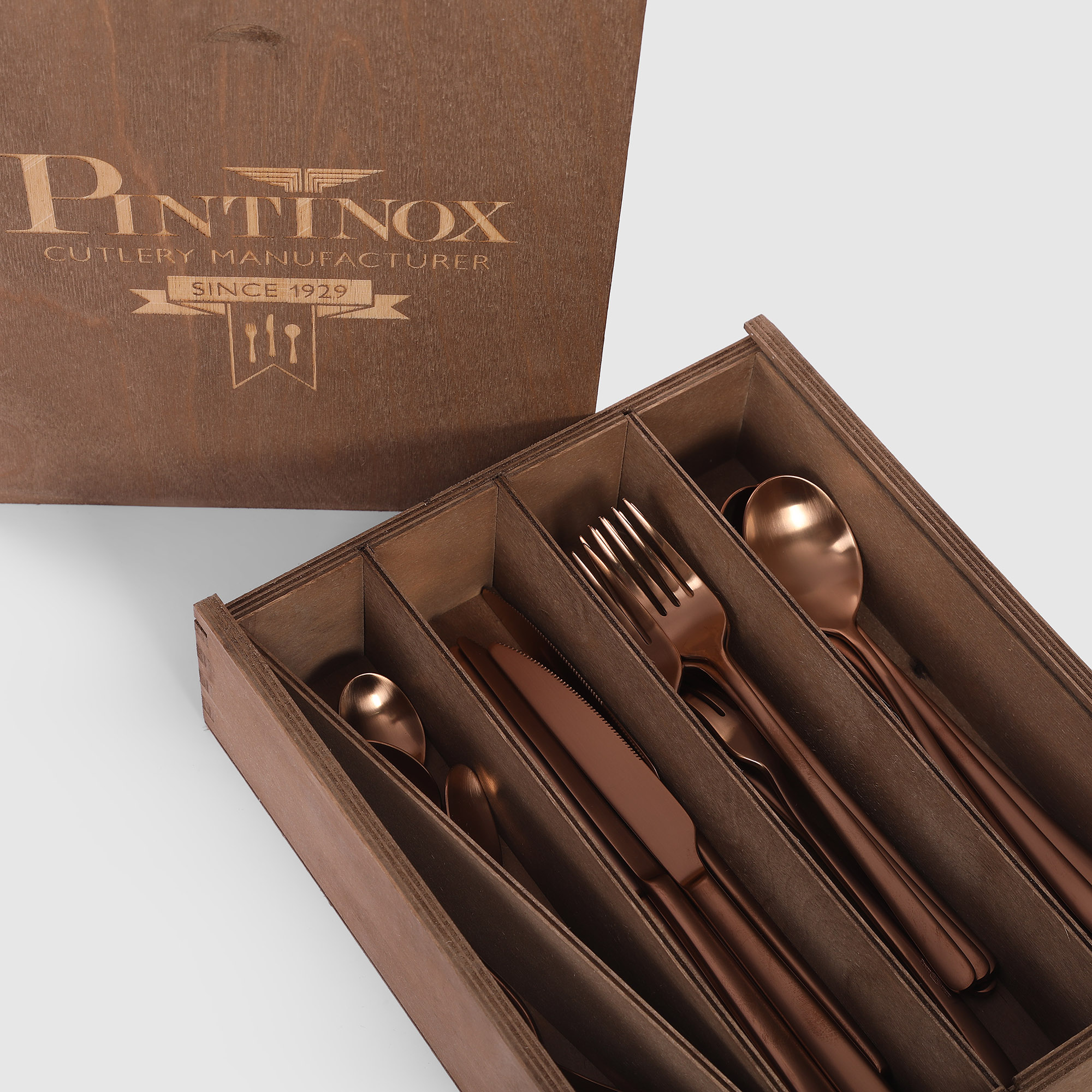 Набор столовых приборов Pintinox Satin cop 24 предмета 6 персон, цвет бронзовый - фото 11