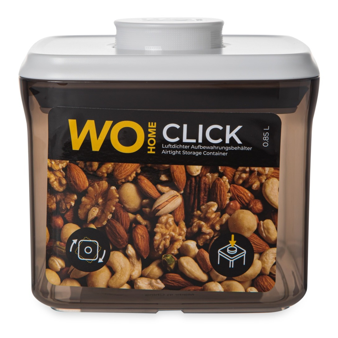 Контейнер WO Home Click с вакуумной крышкой коричневый 850 мл, цвет белый