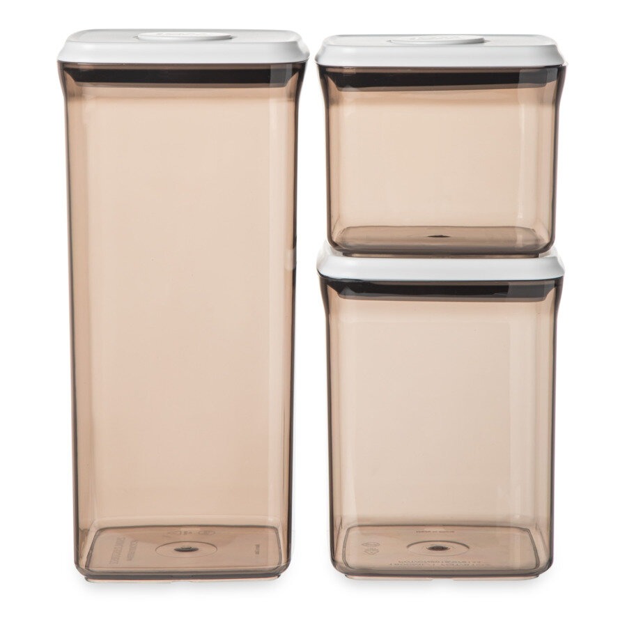 Набор контейнеров WO Home Click с вакуумной крышкой коричневый 3 предмета, цвет белый - фото 1