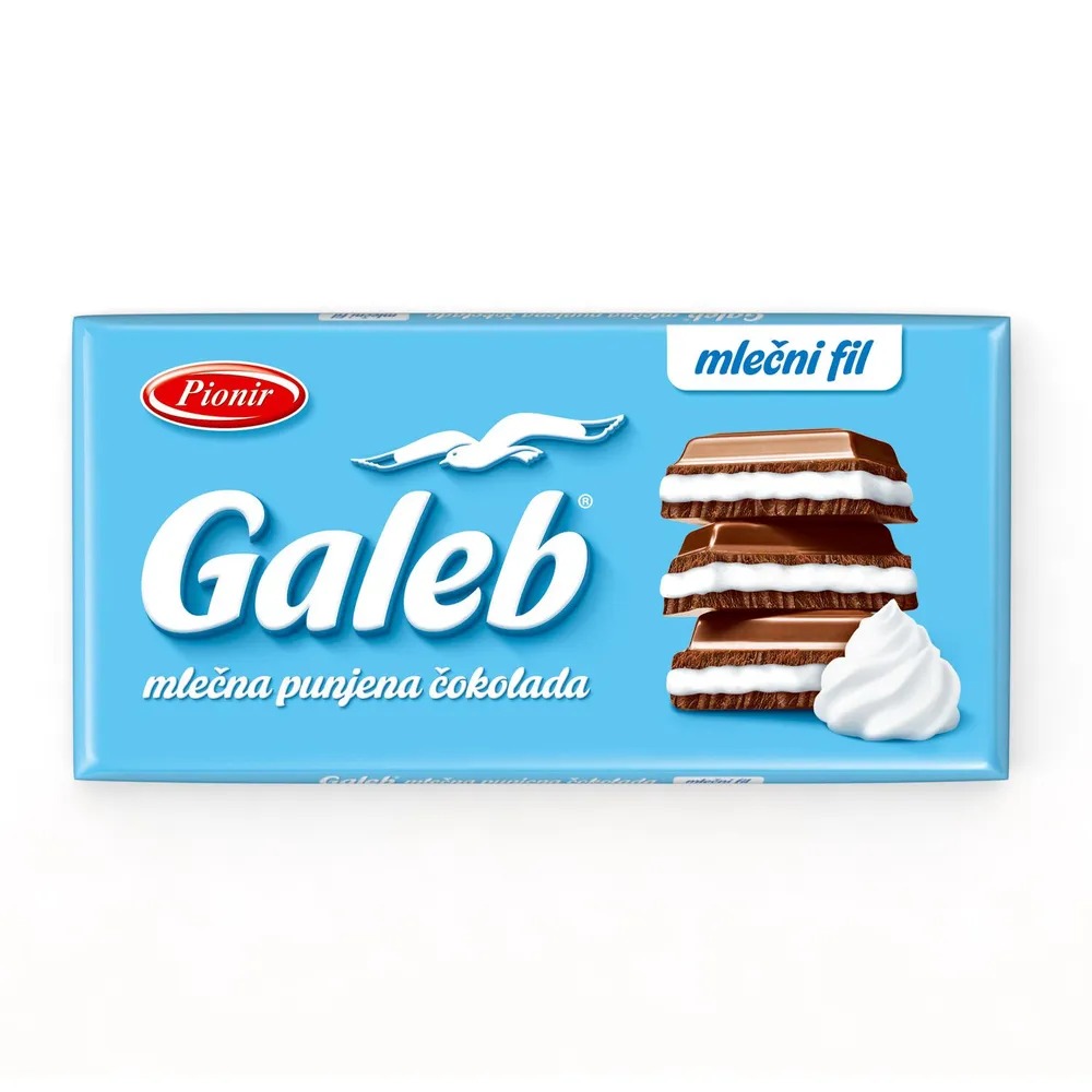 Шоколад Pionir Galeb молочный с молочной начинкой 80 г шоколад победа вкуса max energy молочный 36% какао без сахара 100 гр