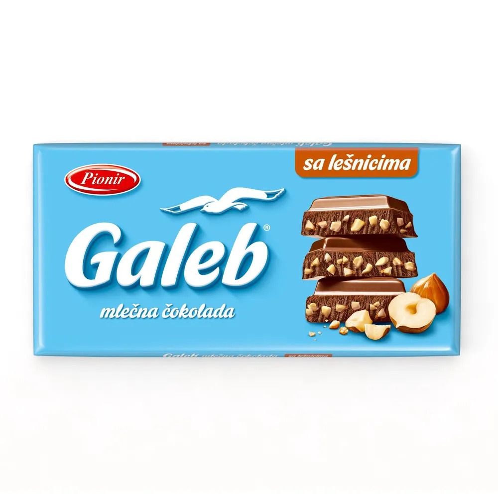 Шоколад Pionir Galeb молочный с дробленым фундуком 80 г