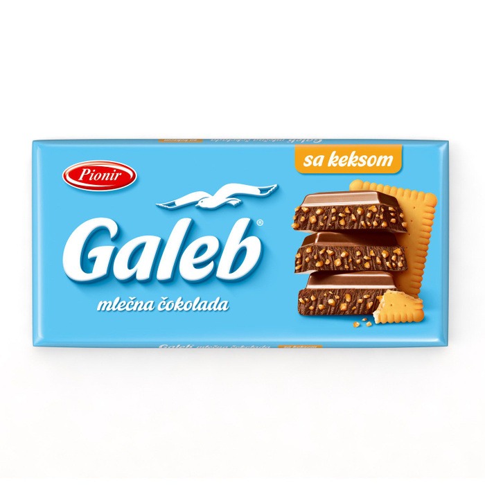 Шоколад Pionir Galeb молочный с печеньем 90 г шоколад победа вкуса max energy молочный 36% какао без сахара 100 гр