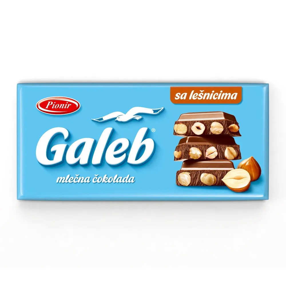 Шоколад Pionir Galeb молочный с цельным фундуком 200 г набор конфет красный октябрь с цельным и дроблёным фундуком 200 г