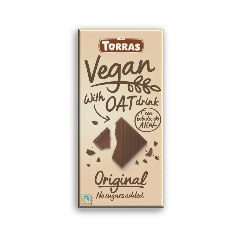 фото Шоколад torras темный 43% без сахара с экстрактом овсяных хлопьев и пастой из фундука 100 г