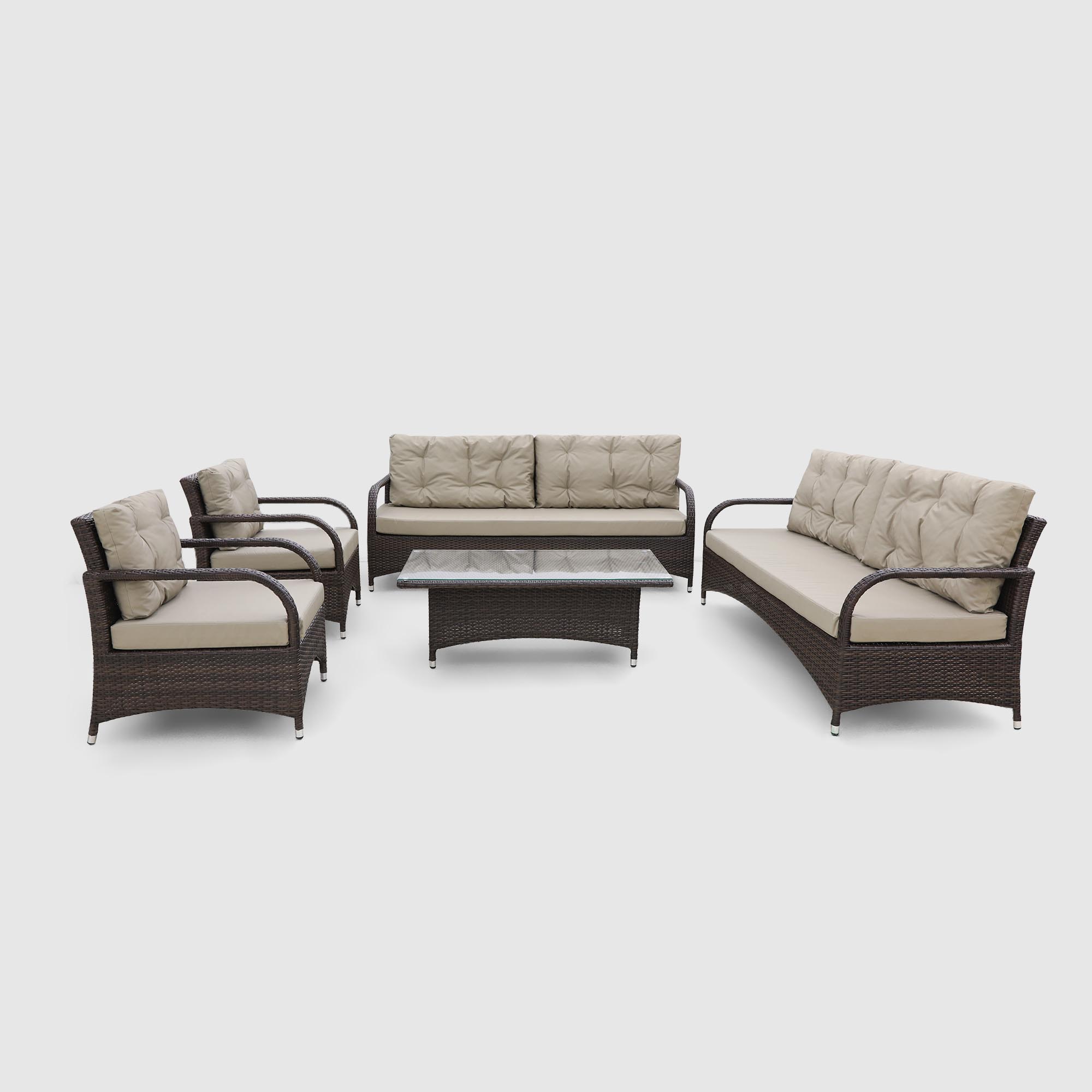 Комплект мебели Ns Rattan Family коричневый с бежевым 5 предметов шатер металлический ns rattan gazebo 3 5х3 5 м