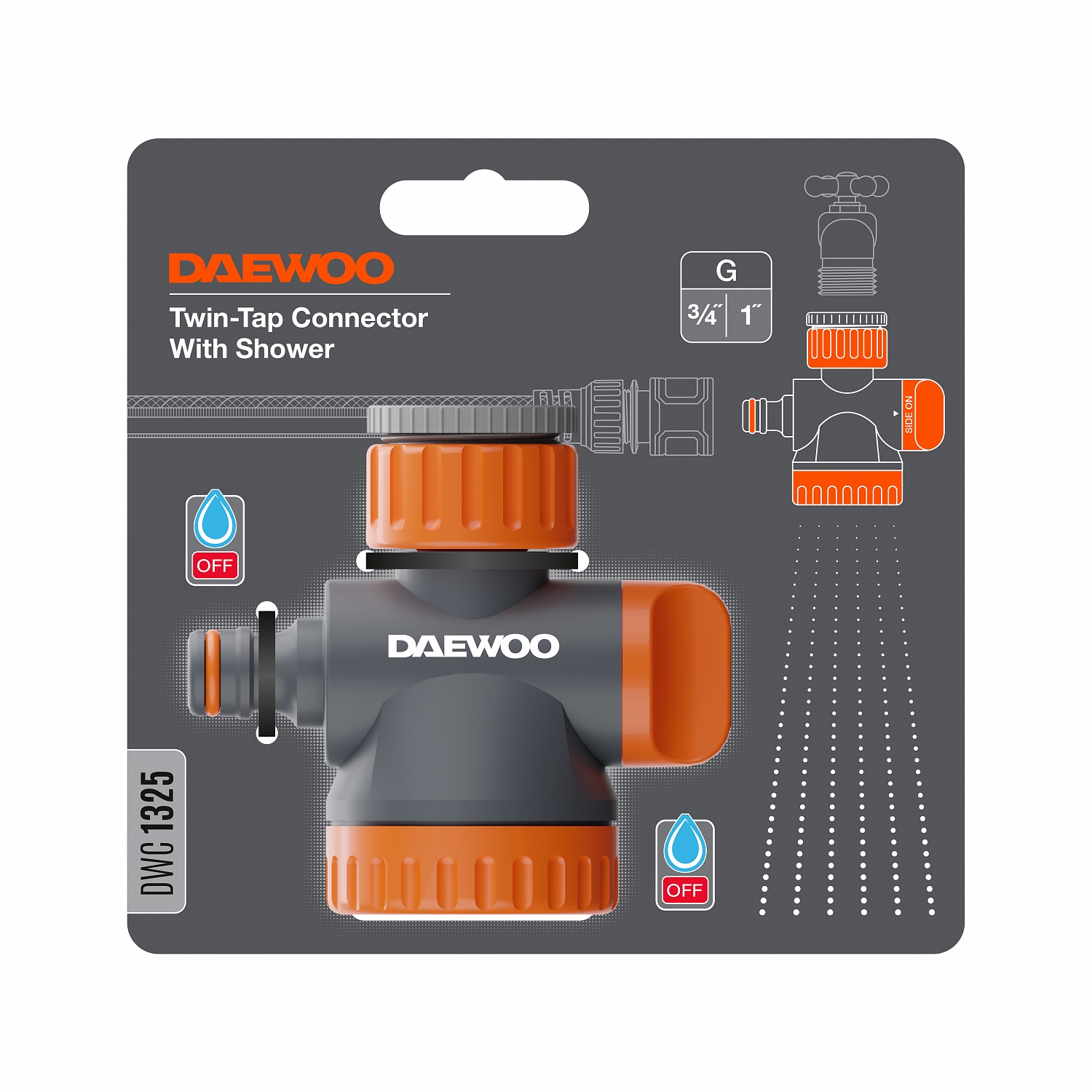 Адаптер двухканальный DAEWOO с лейкой для крана, цвет оранжевый - фото 3