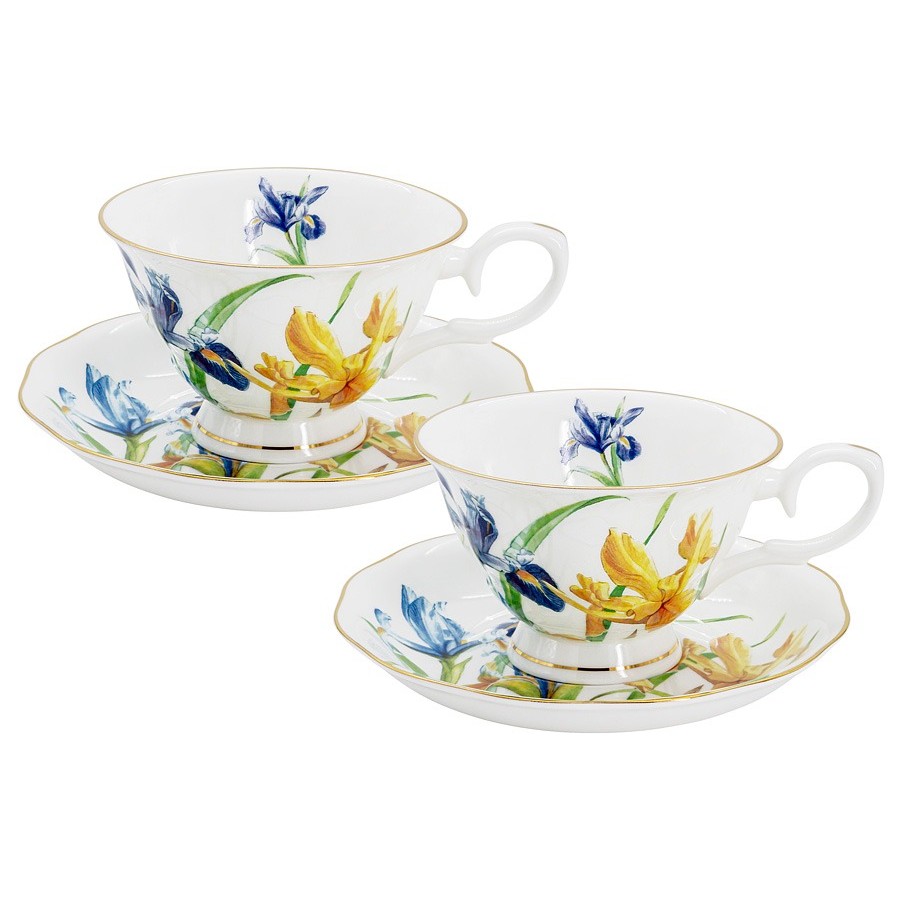 Набор чайный Anna Lafarg Stechcol ирисы 4 предмета 2 персоны, цвет белый - фото 1
