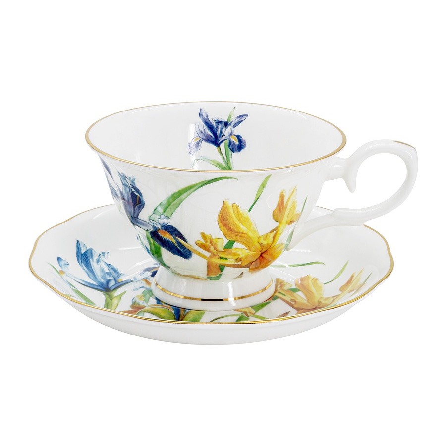 Набор чайный Anna Lafarg Stechcol ирисы 4 предмета 2 персоны, цвет белый - фото 2