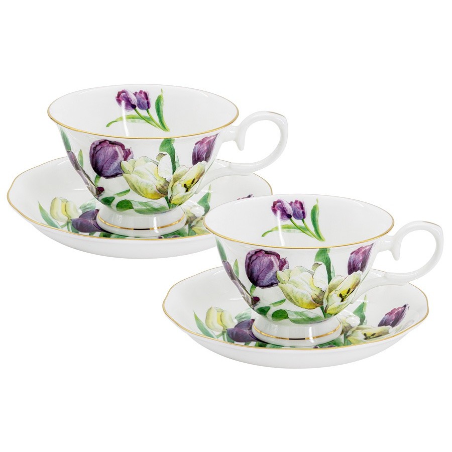 Набор чайный Anna Lafarg Stechcol тюльпаны 4 предмета 2 персоны набор чайный керамика 4 предмета на 2 персоны 200 мл зеленая ветвь y4 4316