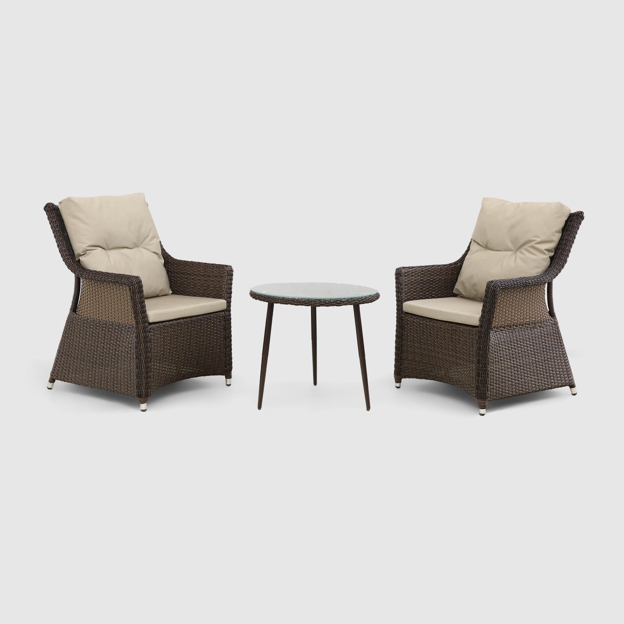 Комплект мебели Ns Rattan 2 кресла и столик, цвет коричневый, размер 65х90х80 - фото 1