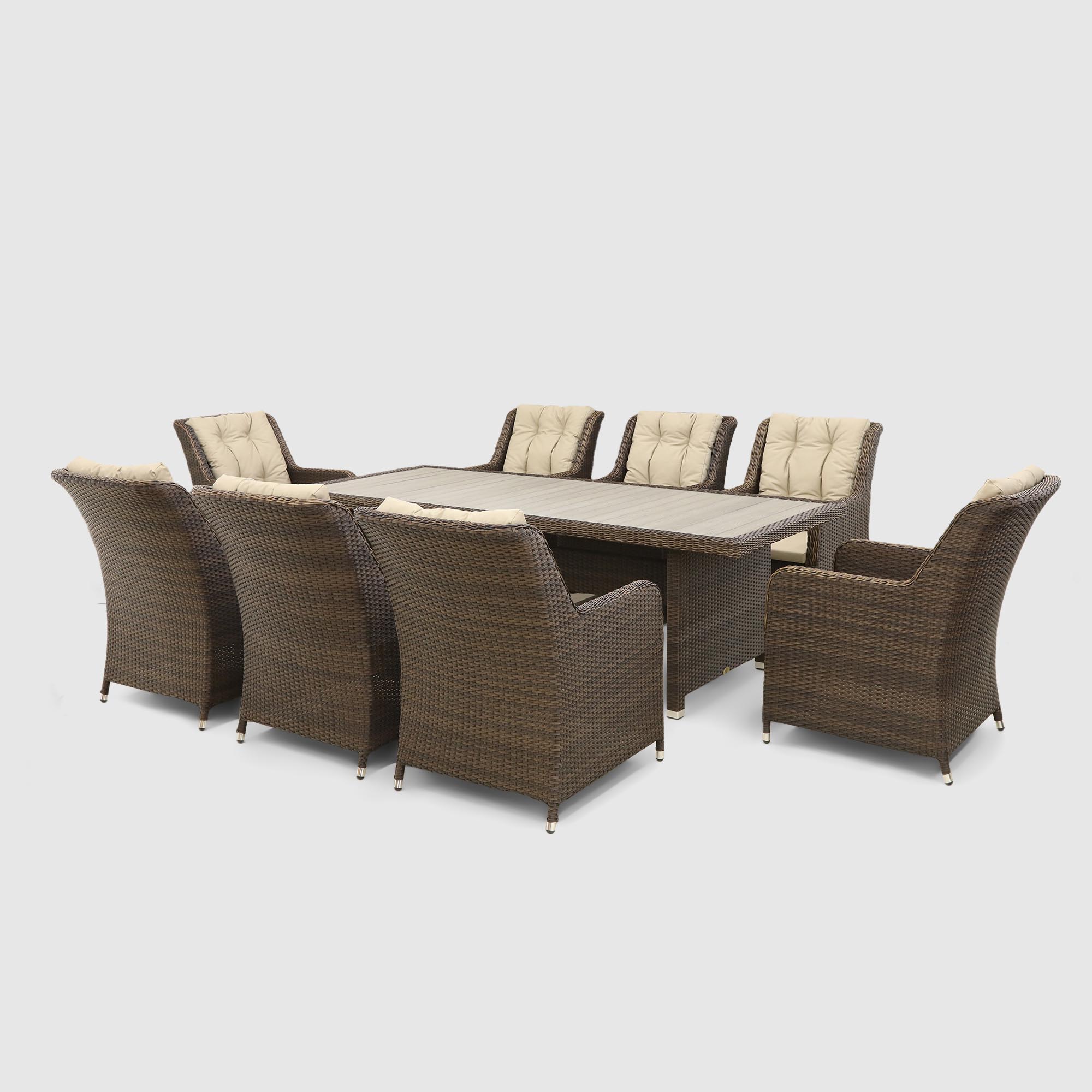 Комплект мебели Ns Rattan Luna коричневый с бежевым 9 предметов комплект из искусственного ротанга сардиния